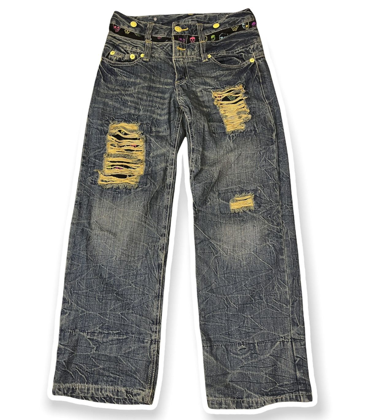 Skulls Japan Distressed Skulls Baggy Denim Streetwear Harajuku Grailed