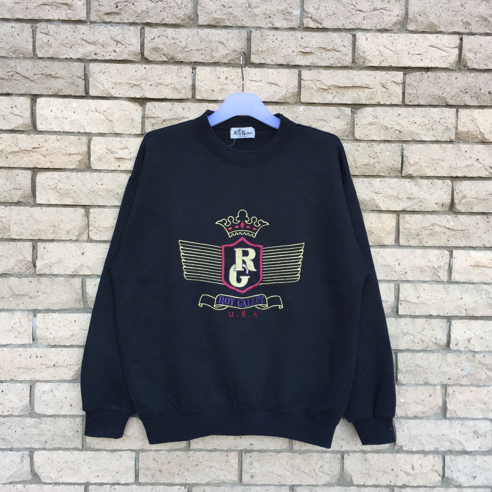 Vintage ROY GALLET Sweatshirt Embroidered Big Logo..