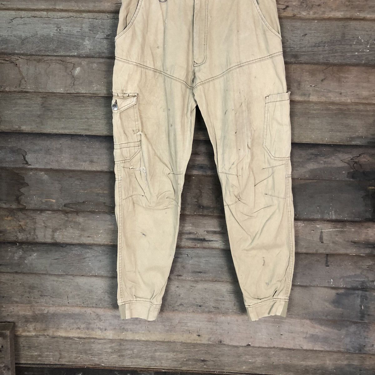 Japanese Brand Jogger Strech Brown Cargo Multipocket Pants #6777 Size US 31 - 3 Thumbnail