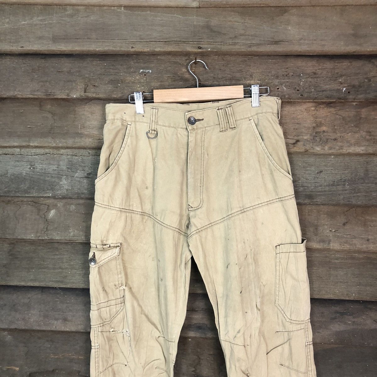 Japanese Brand Jogger Strech Brown Cargo Multipocket Pants #6777 Size US 31 - 2 Thumbnail