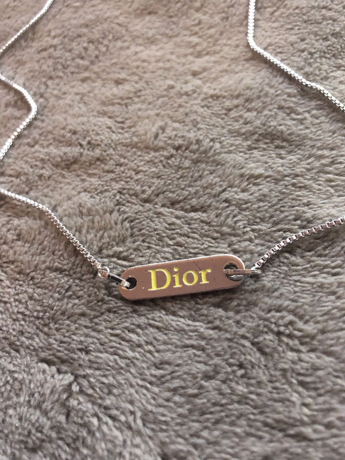 image of Dior Dog Tag And Chain Necklace in Silver, Men's