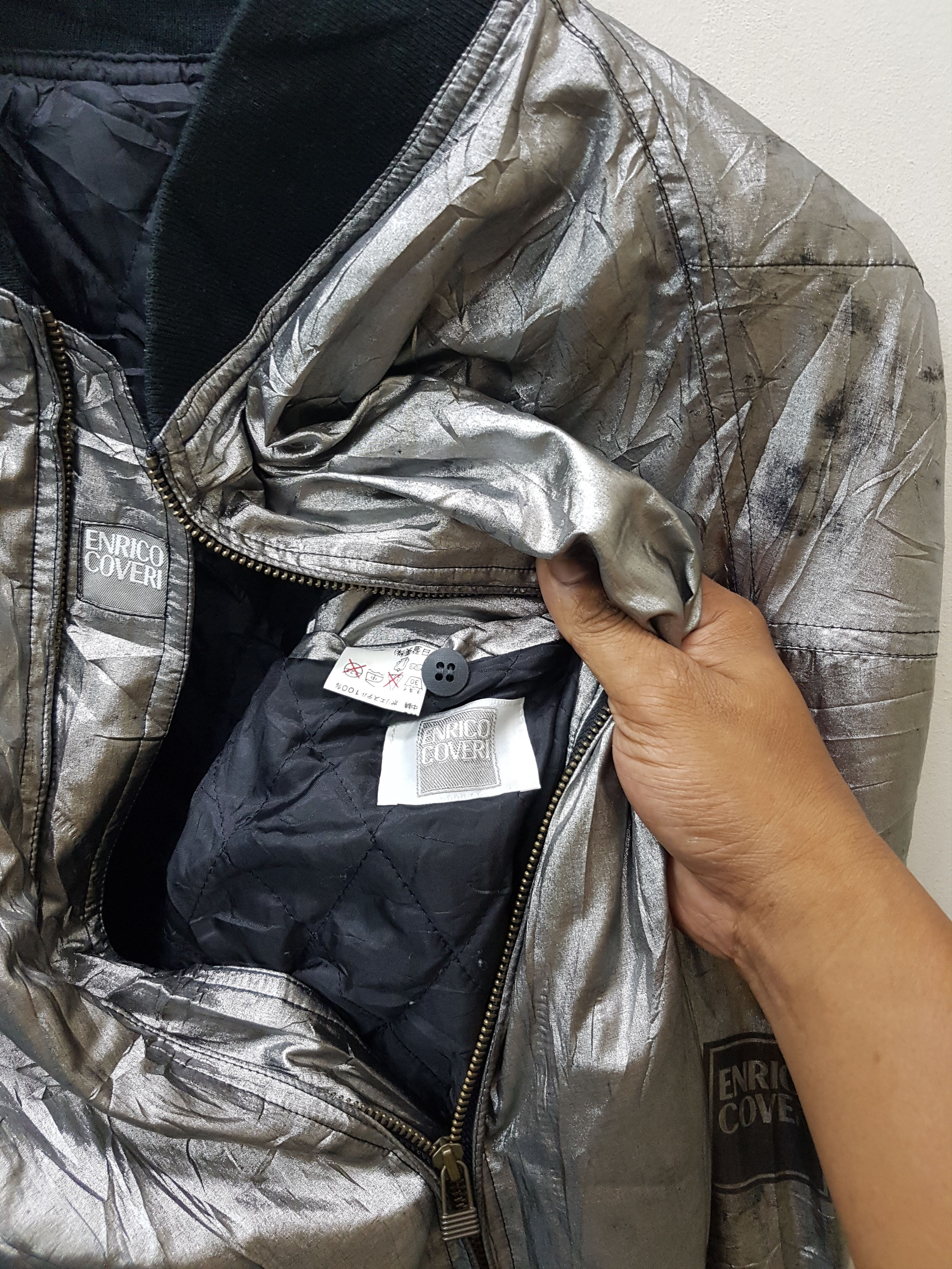 Designer Vintage Enrico Coveri Jacket Full Zipper Nice Design Size US L / EU 52-54 / 3 - 5 Thumbnail