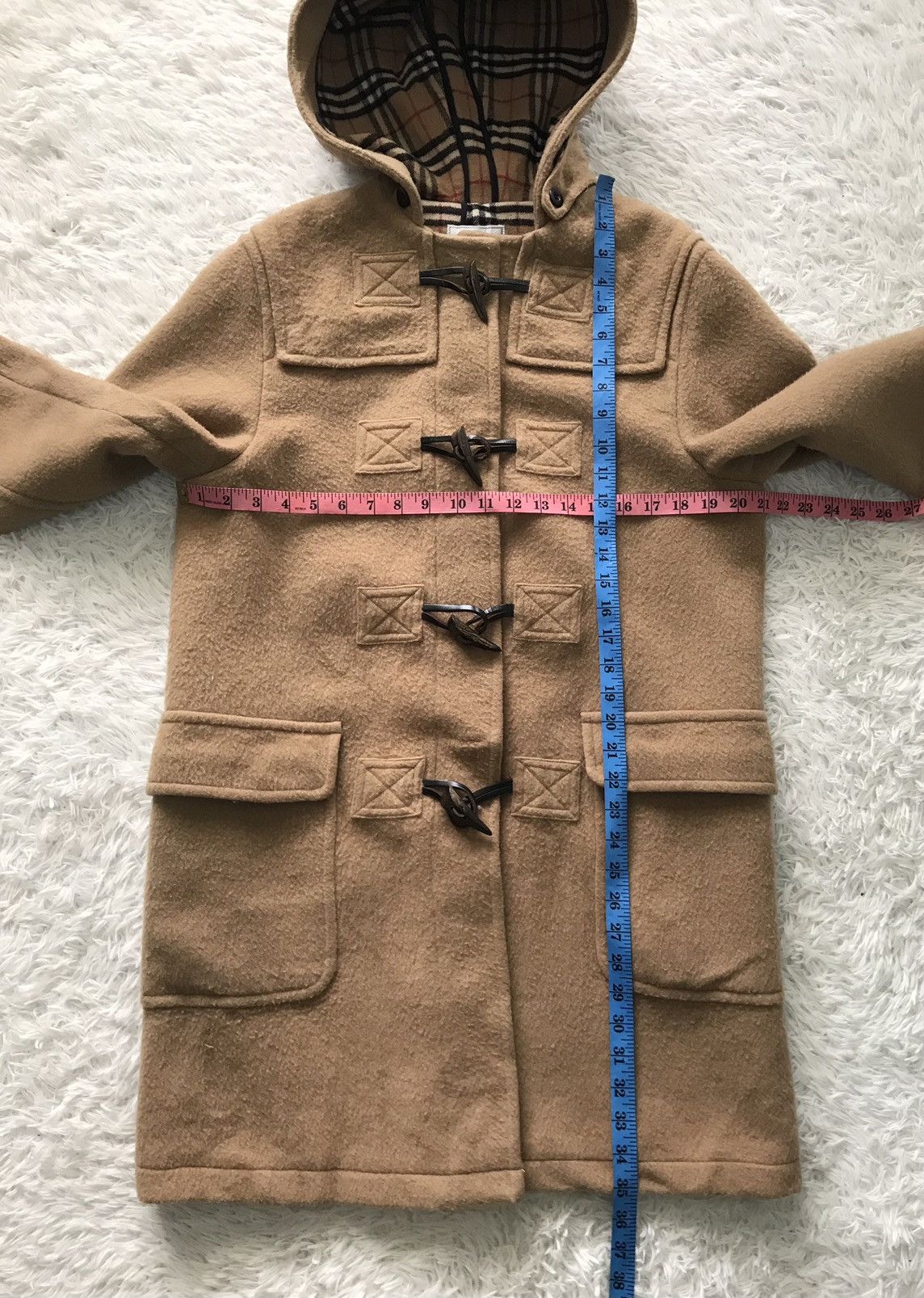 Burberry Burberrys Blend Wool Dufflecoat Hooded Inner Checkered Size M / US 6-8 / IT 42-44 - 16 Thumbnail