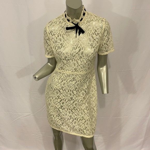 Sandro Paris Tie Neck Lace Mini Dress Size FR 3, USA