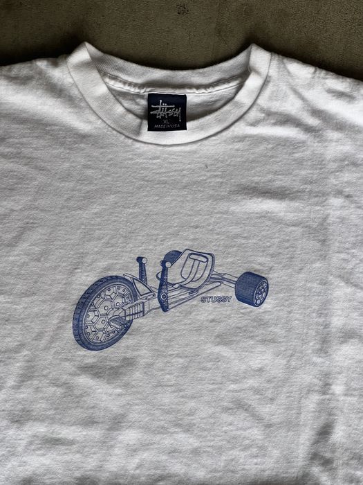 Vintage Vintage 90s Stussy Tricycle Tee Shirt White Grailed
