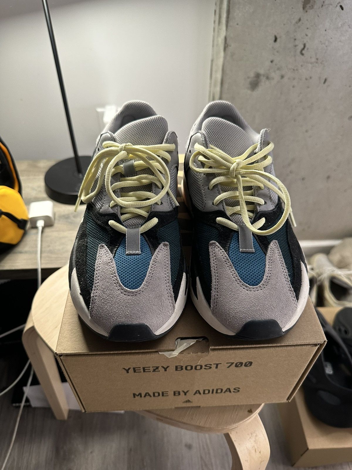 yeezy boost 700 waverunner box ADIDAS "WAVE RUNNER"  Locker SF Suede overlays arrive on the toe and heel accented grey leather eyestays Brand new and authentic Wave