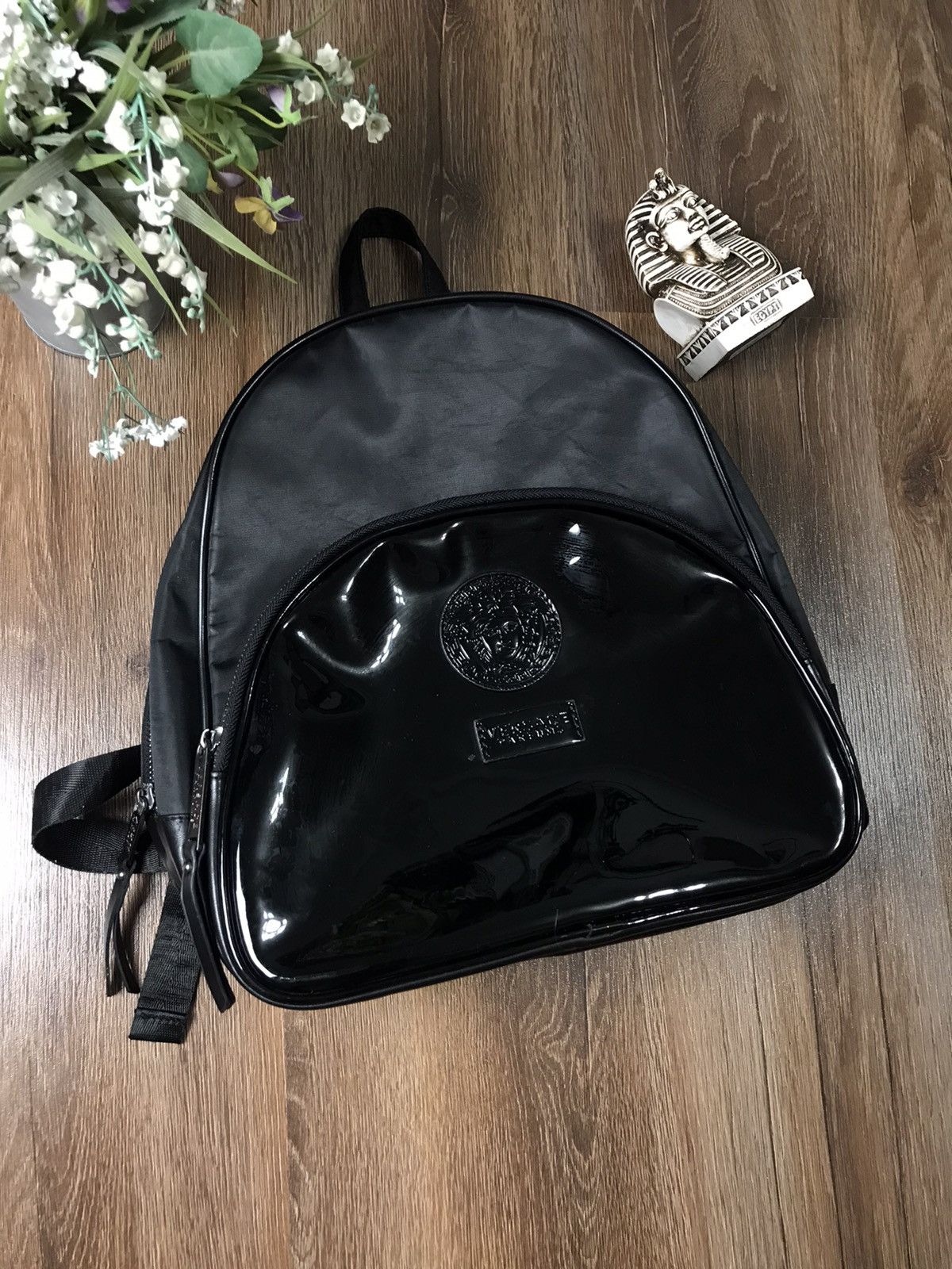 Versace Jeans Couture Versace Luxury Black Nylon Medusa Backpack bag Size ONE SIZE - 1 Thumbnail