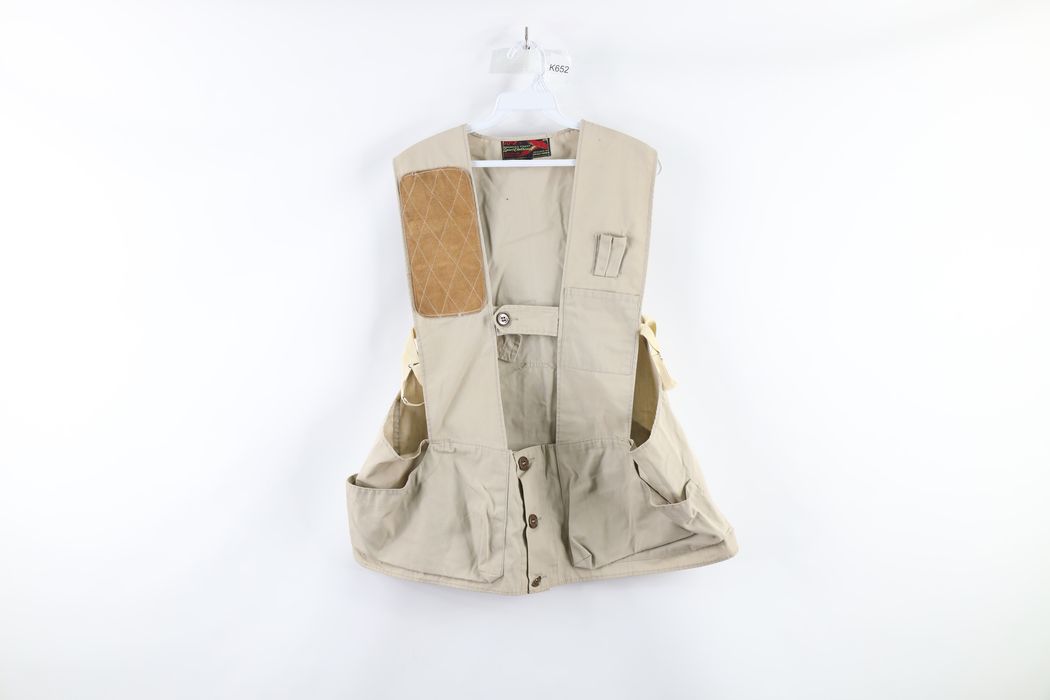 Vintage Vintage 70s Streetwear Leather Shooting Birding Vest Beige