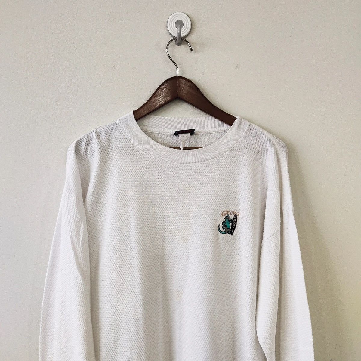 🔥🔥VINTAGE90s GECKO HAWAII LONGSLEEVE DOT CHECK CREWNECK