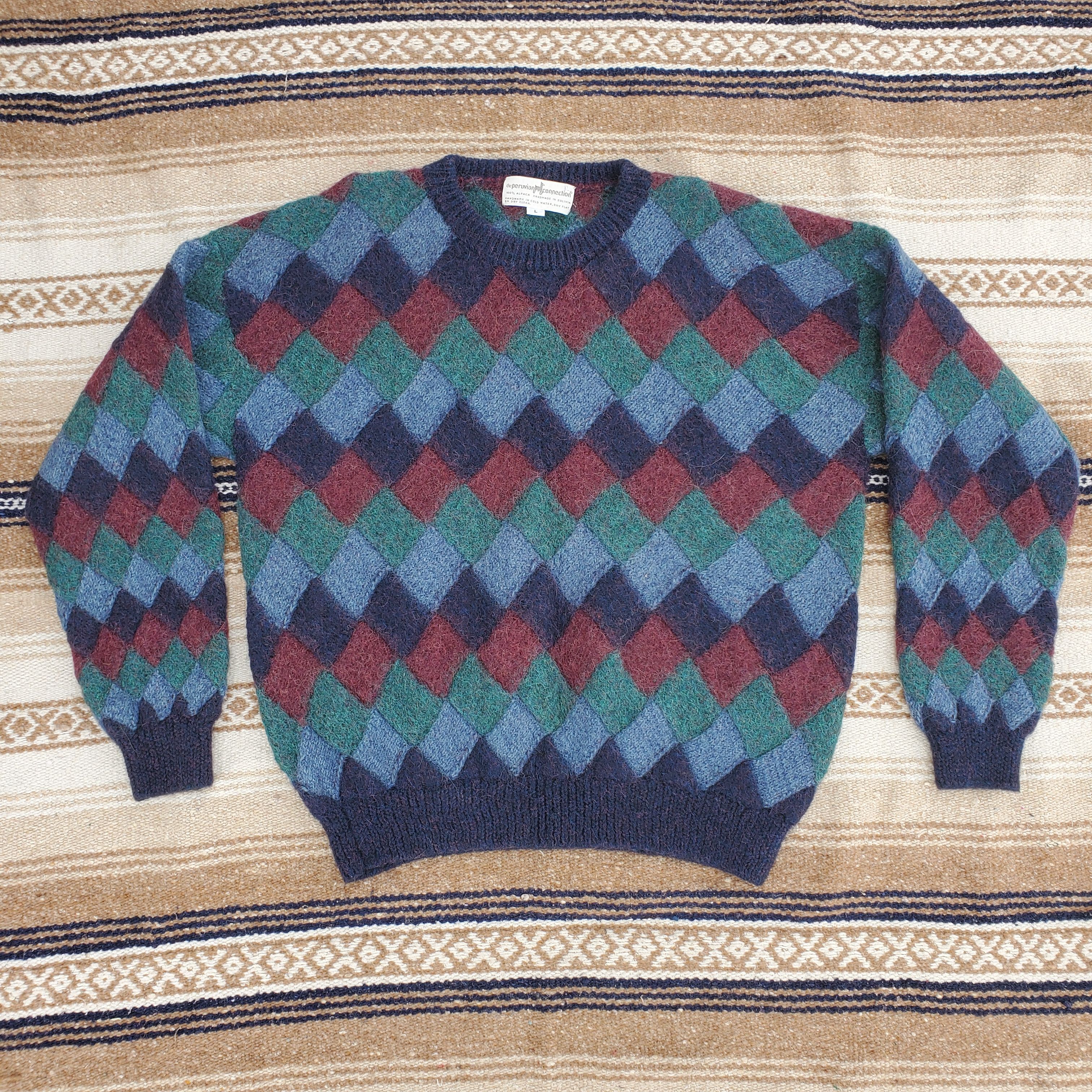 Vintage Peruvian Connection 100% Alpaca Vintage Diamond Sweater | Grailed