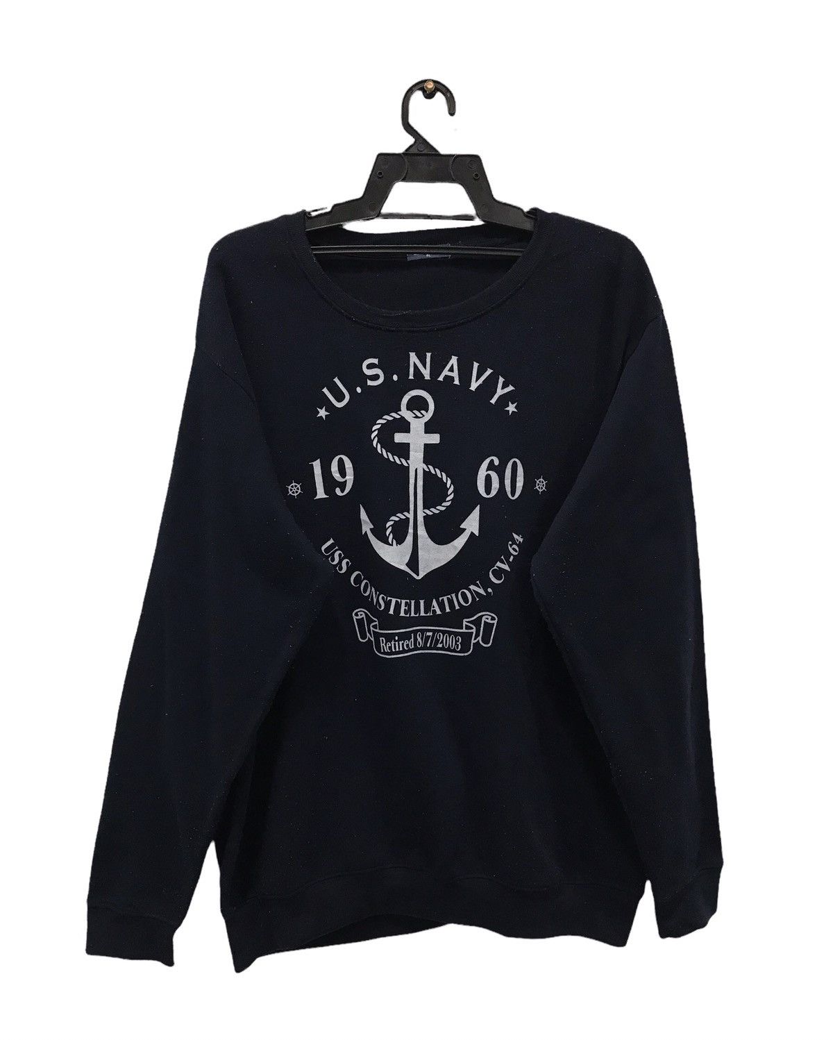 image of Vintage Man Is Free At The Instant He Wants To Be Sweatshirt in Navy, Men's (Size Large)