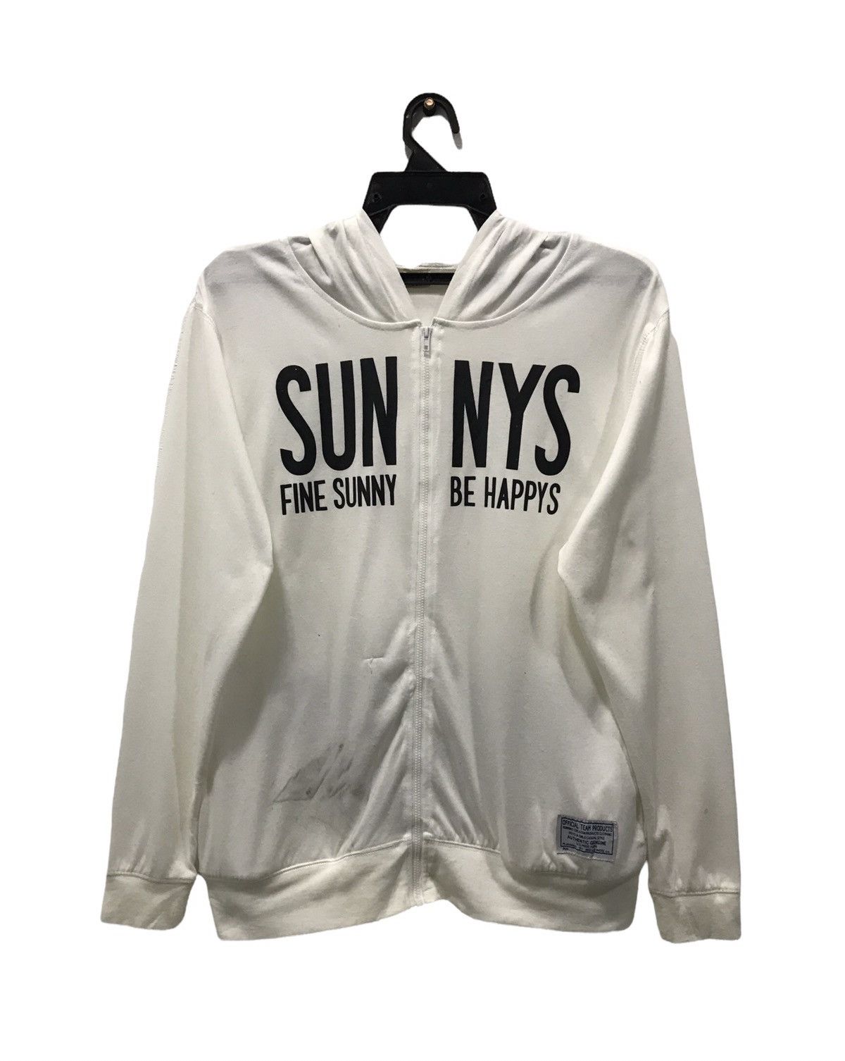 image of Designer Official Team Fine Sunny Be Happys Sweater in White, Men's (Size Medium)
