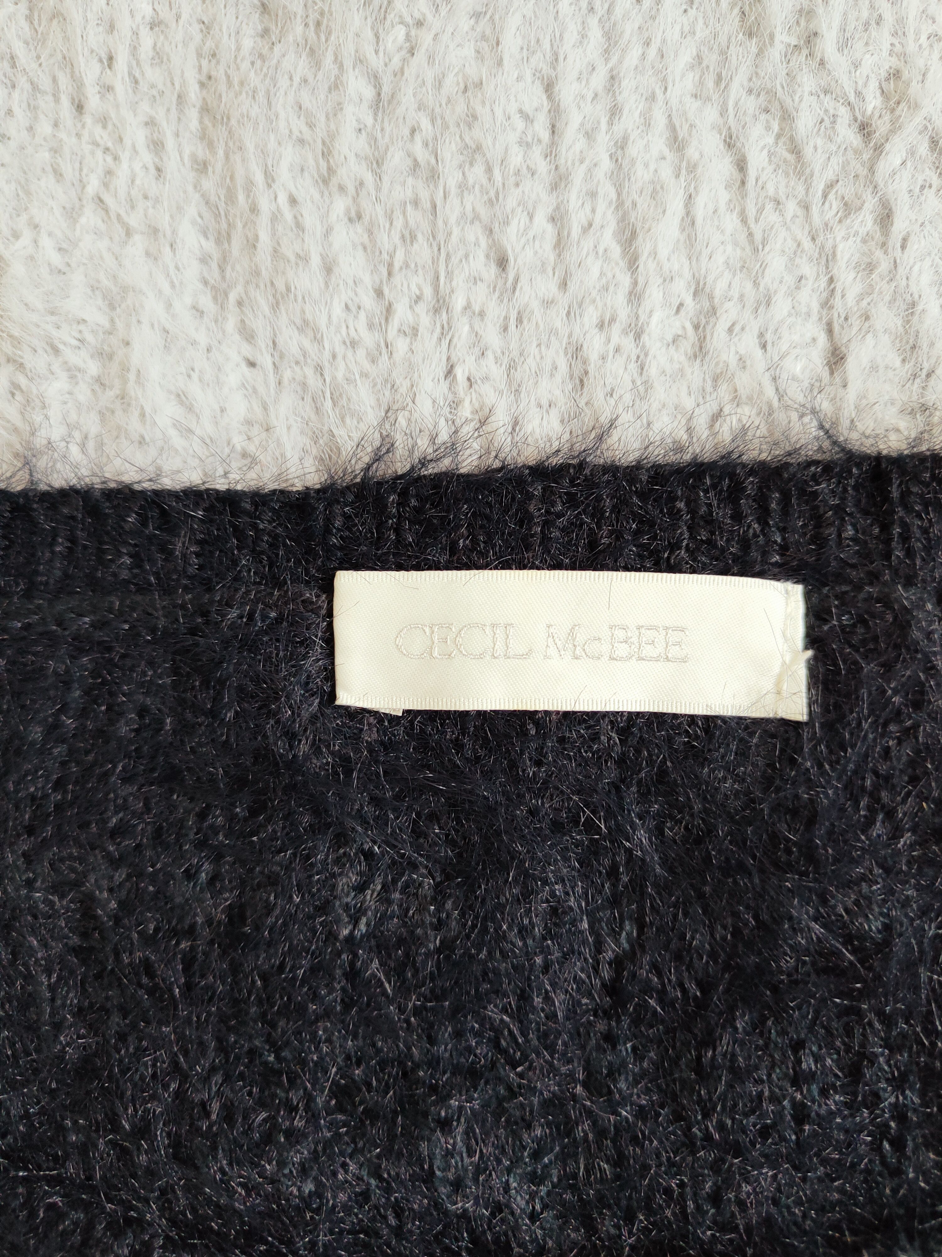 Japanese Brand Cecil Mc Bee shag shaggy fur mohair stripe Knitwear#S261 Size M / US 6-8 / IT 42-44 - 10 Thumbnail
