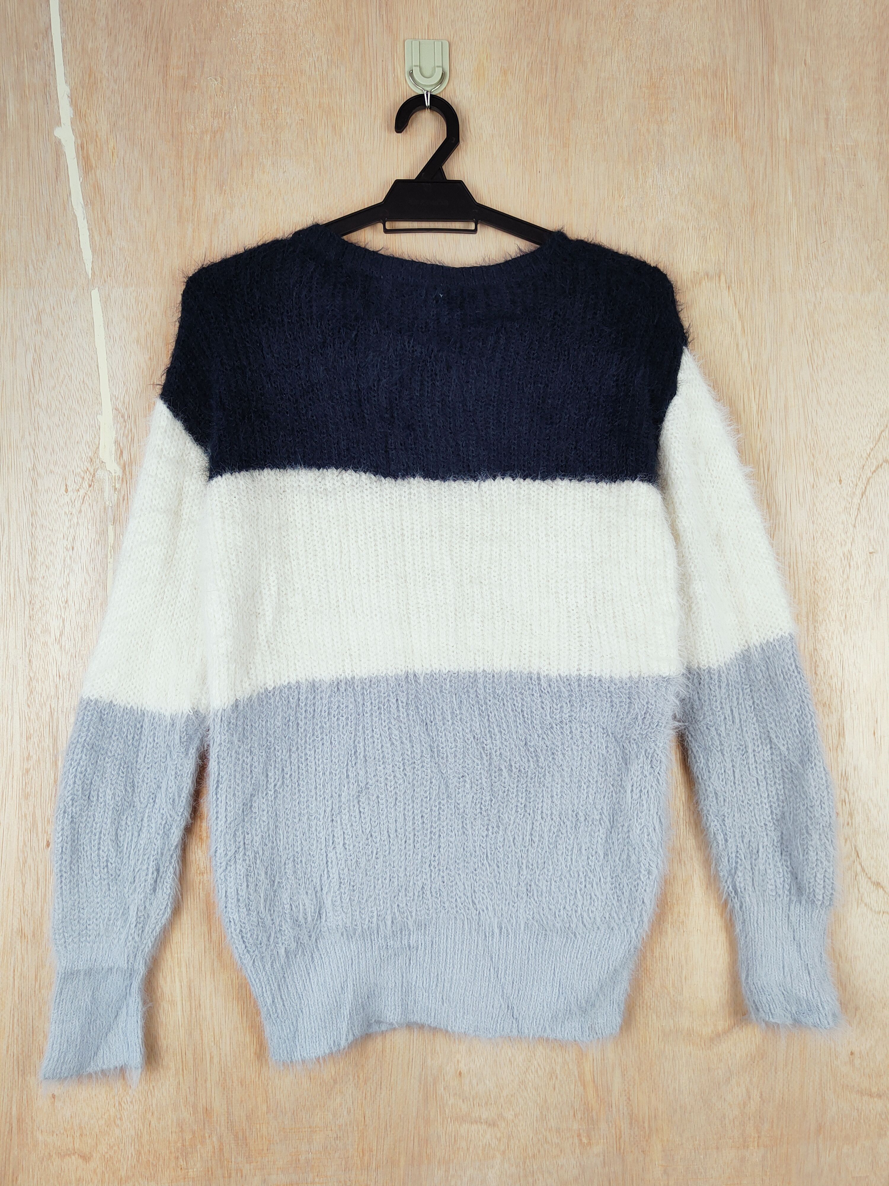 Japanese Brand Cecil Mc Bee shag shaggy fur mohair stripe Knitwear#S261 Size M / US 6-8 / IT 42-44 - 5 Thumbnail