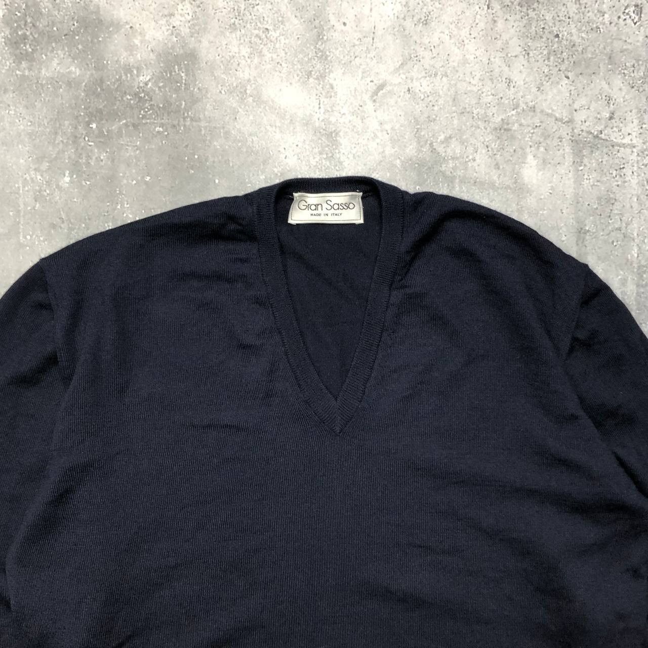 Gran Sasso Gran Sasso V-Neck Wool Sweater Pullover Dark Blue Size L Size US L / EU 52-54 / 3 - 2 Thumbnail