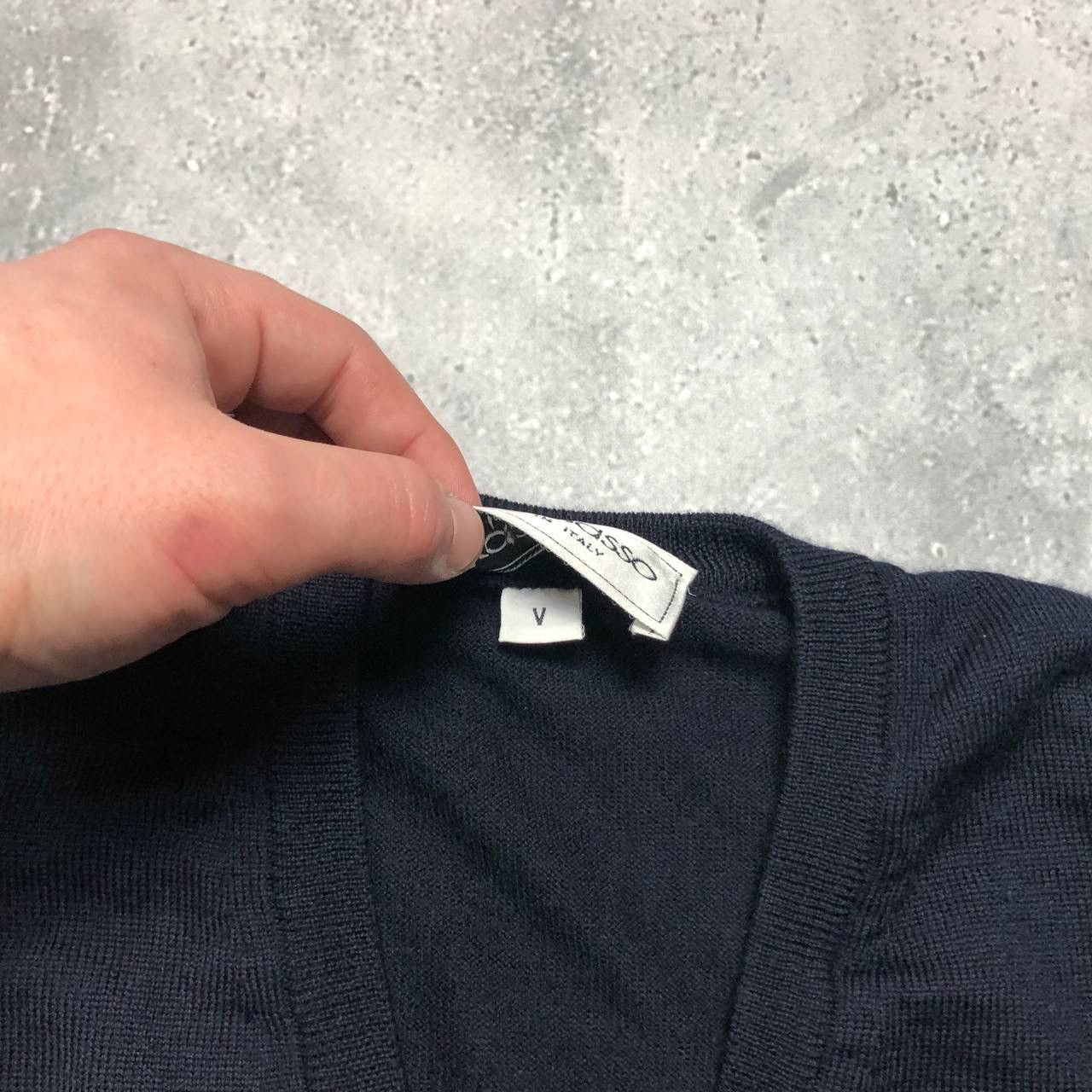 Gran Sasso Gran Sasso V-Neck Wool Sweater Pullover Dark Blue Size L Size US L / EU 52-54 / 3 - 4 Thumbnail