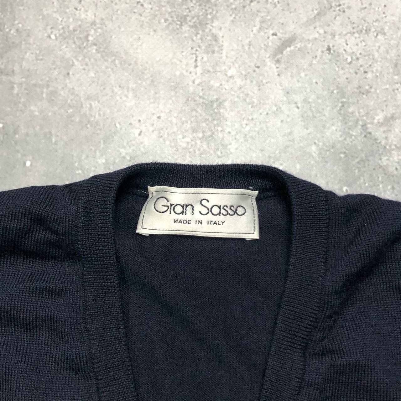 Gran Sasso Gran Sasso V-Neck Wool Sweater Pullover Dark Blue Size L Size US L / EU 52-54 / 3 - 3 Thumbnail