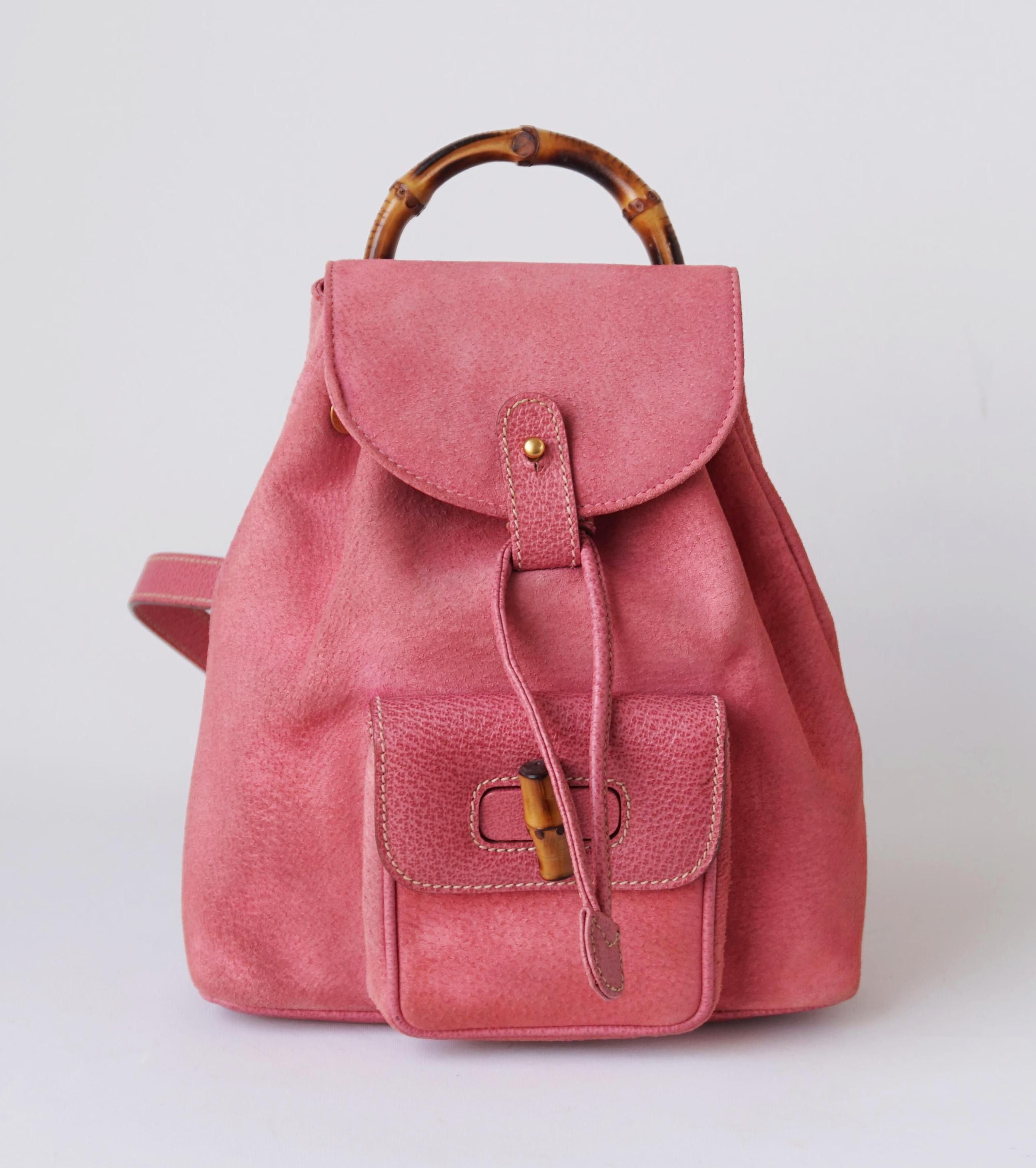 Gucci AUTH Gucci Bamboo Pink Suede Leather Mini Backpack Grailed