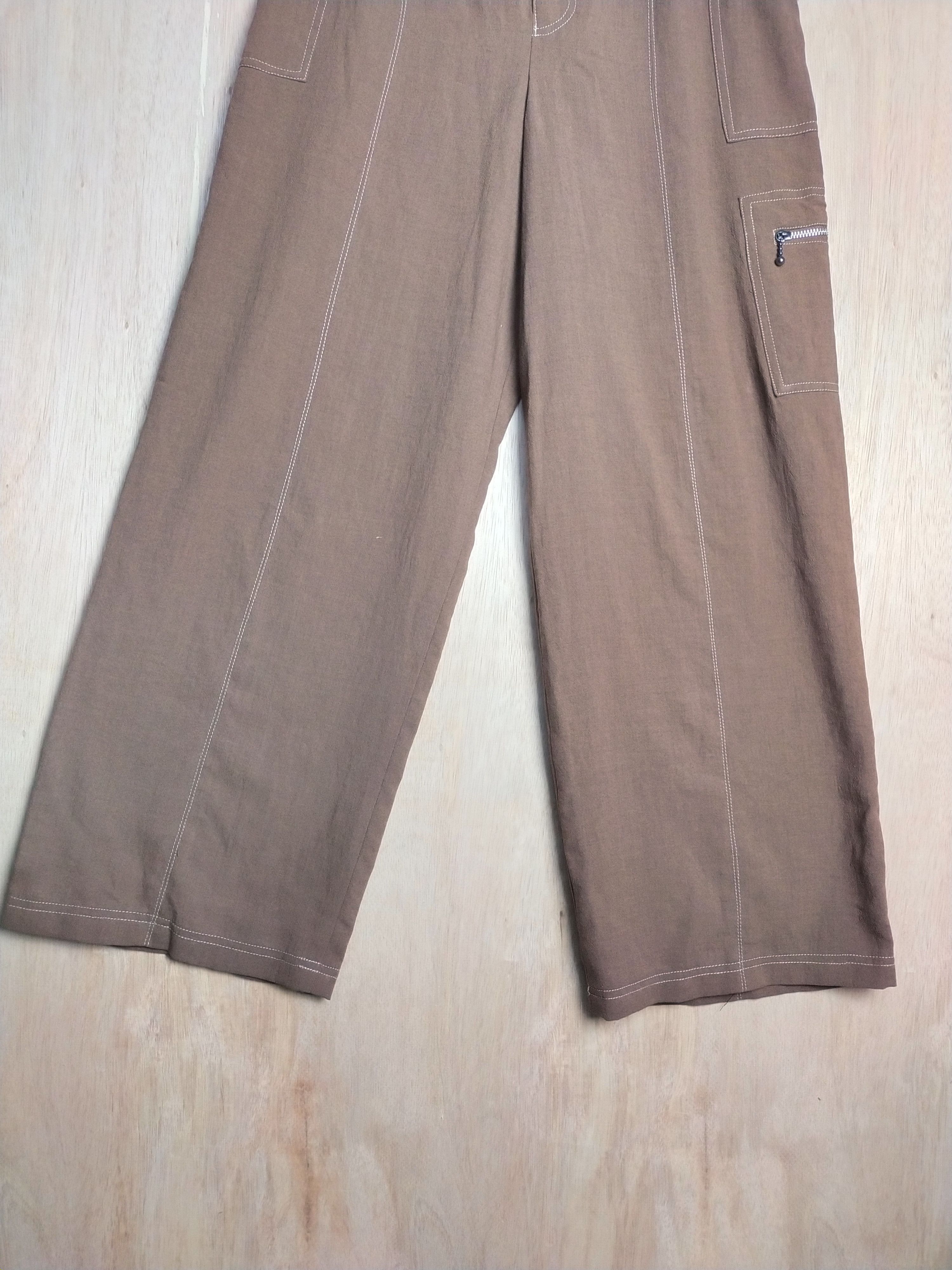Japanese Brand 405 Brown utility palazo Cargo Pants #2869 Size 26" / US 2 / IT 38 - 3 Thumbnail