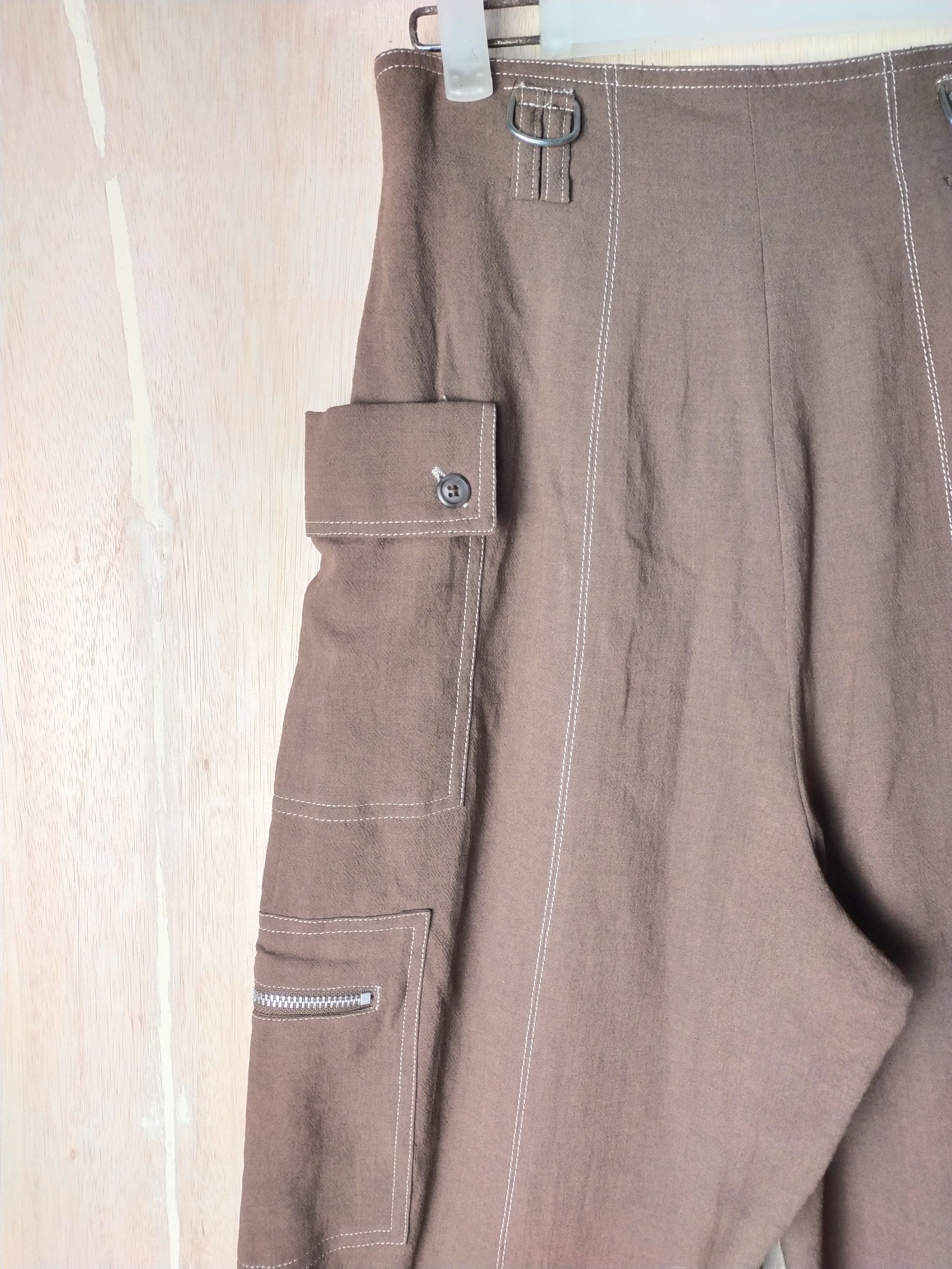 Japanese Brand 405 Brown utility palazo Cargo Pants #2869 Size 26" / US 2 / IT 38 - 12 Thumbnail