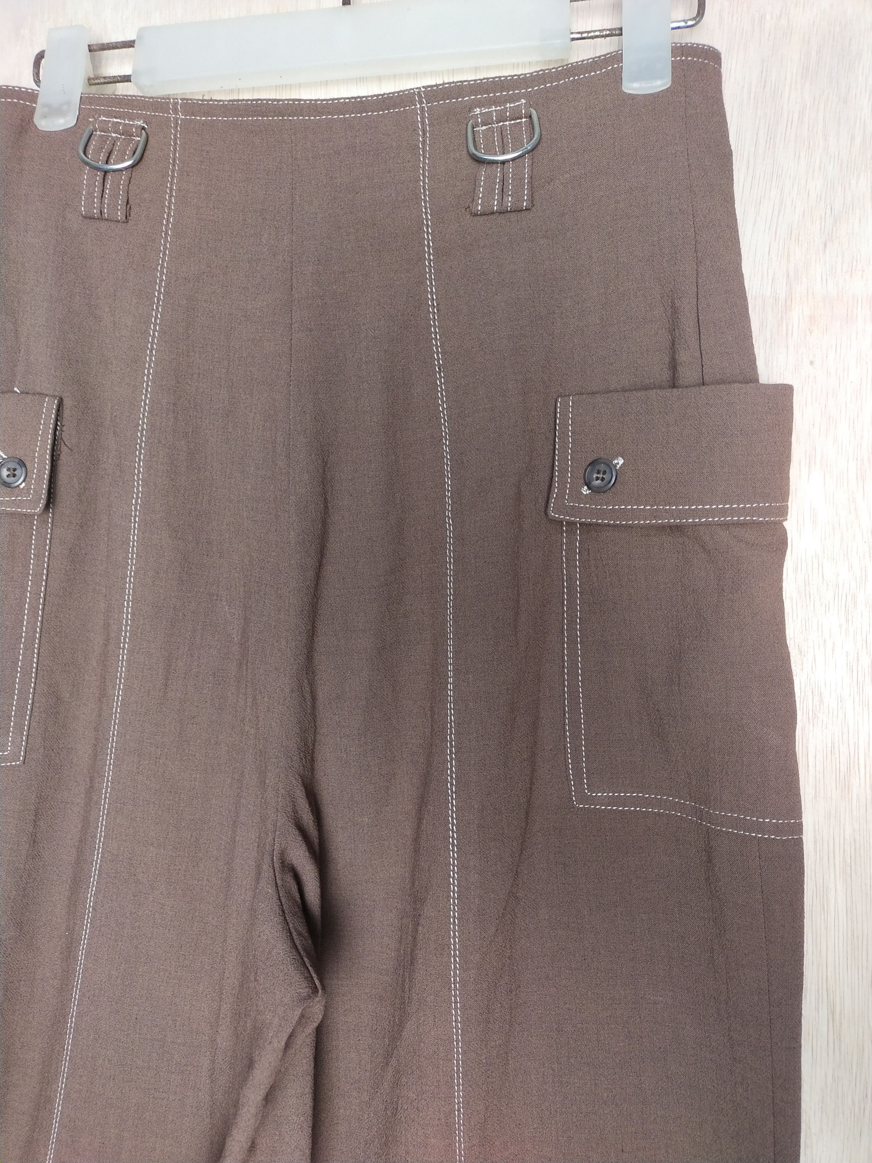 Japanese Brand 405 Brown utility palazo Cargo Pants #2869 Size 26" / US 2 / IT 38 - 13 Thumbnail
