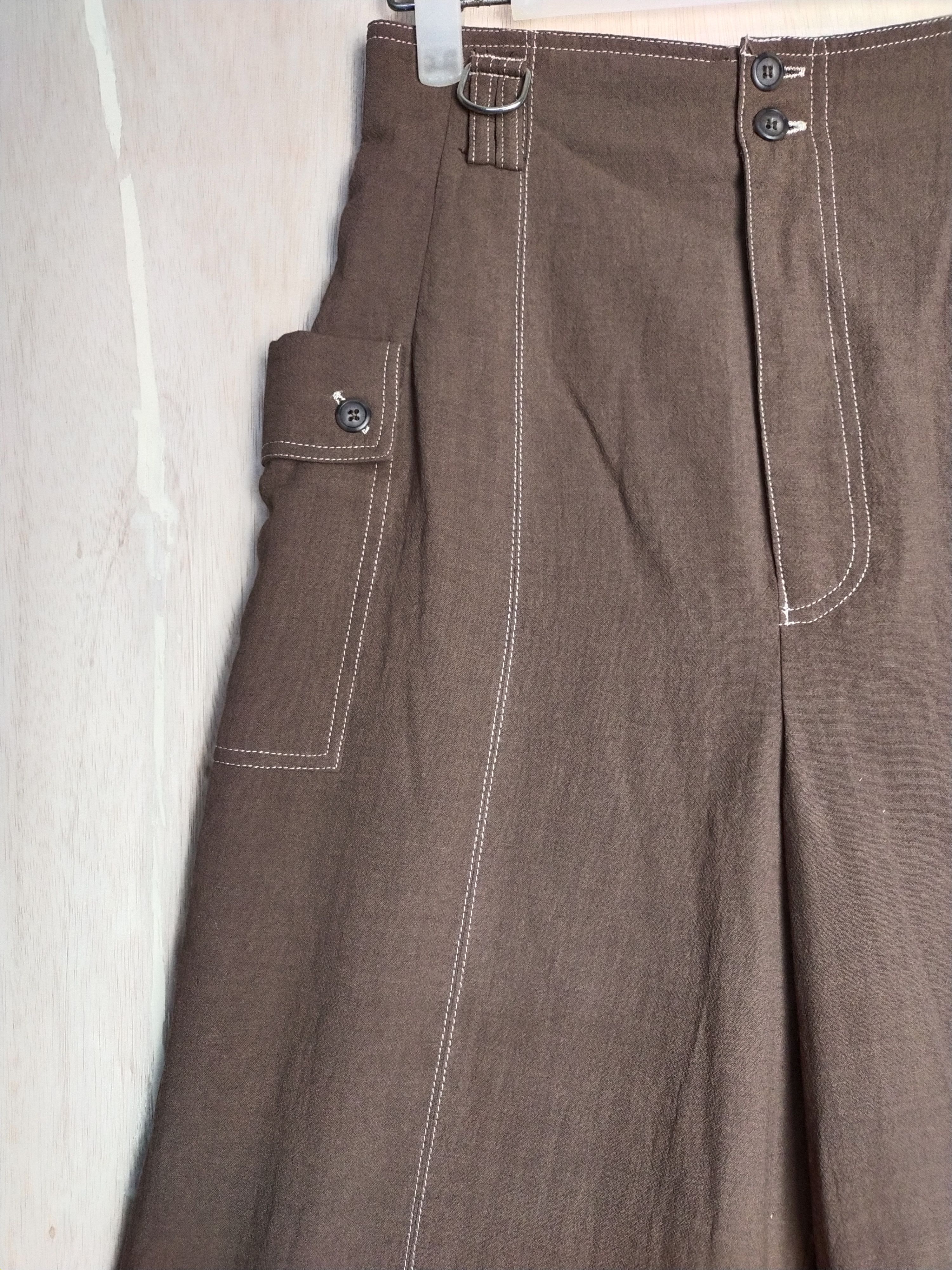 Japanese Brand 405 Brown utility palazo Cargo Pants #2869 Size 26" / US 2 / IT 38 - 4 Thumbnail