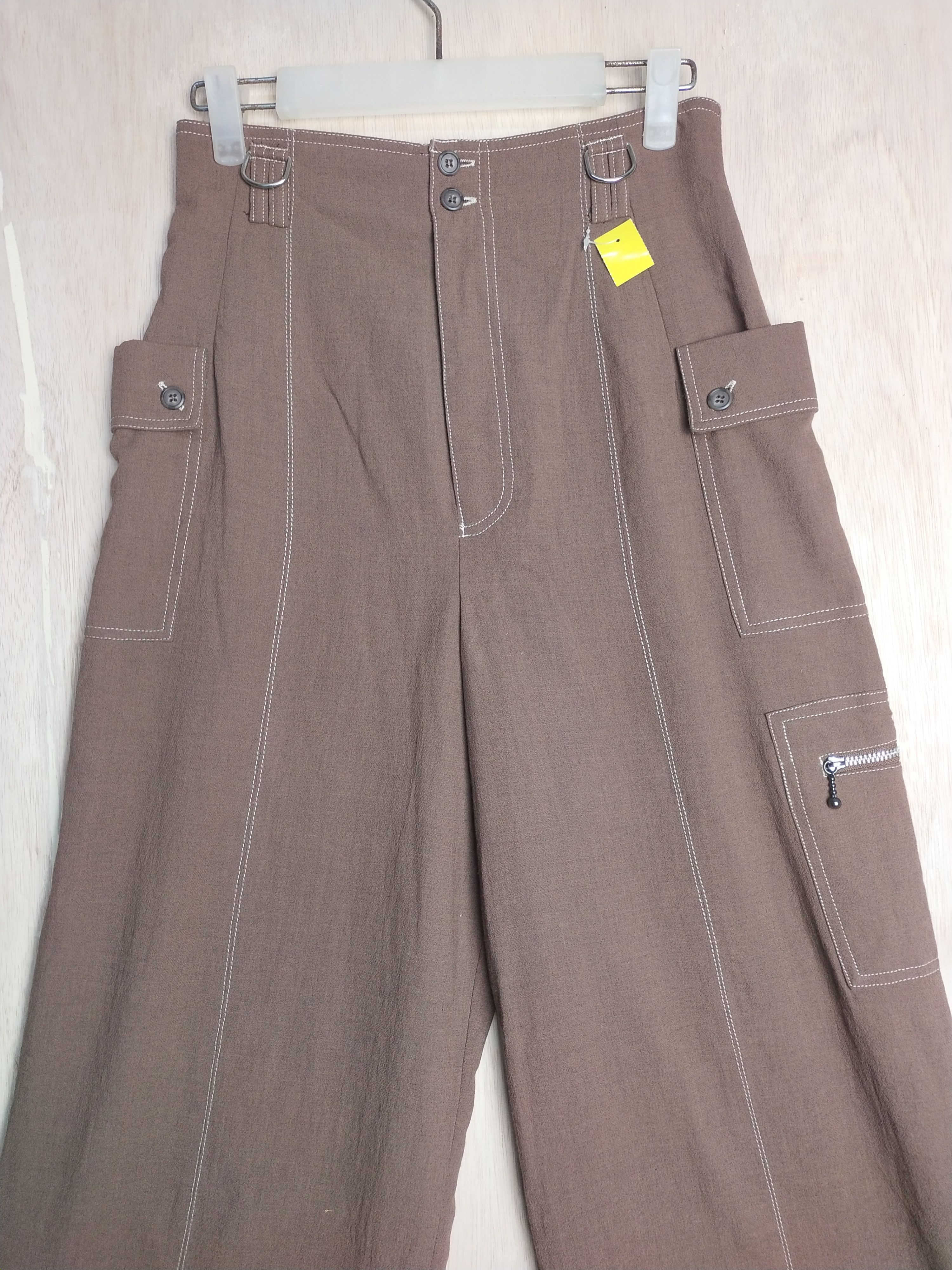 Japanese Brand 405 Brown utility palazo Cargo Pants #2869 Size 26" / US 2 / IT 38 - 2 Thumbnail
