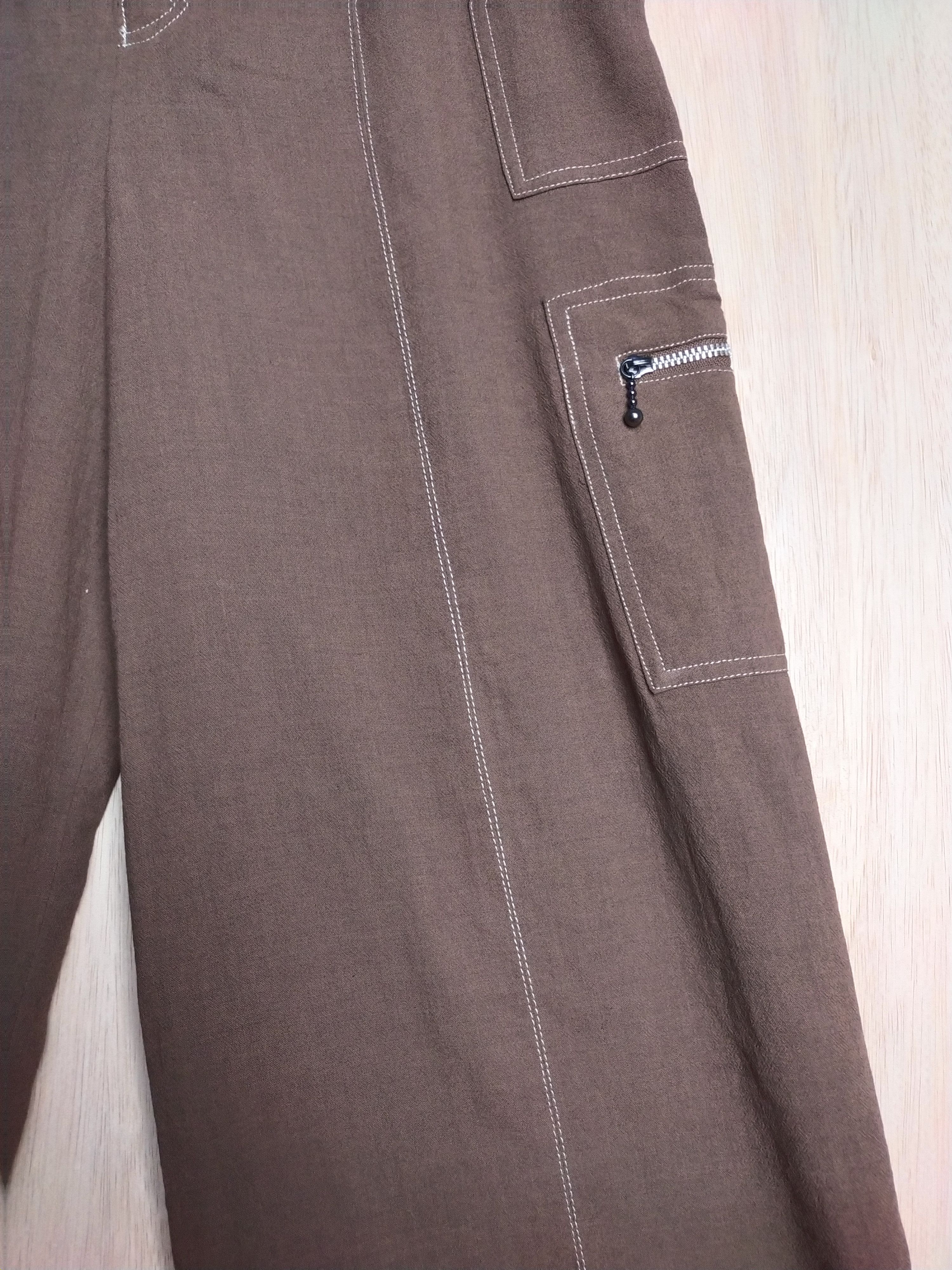 Japanese Brand 405 Brown utility palazo Cargo Pants #2869 Size 26" / US 2 / IT 38 - 7 Thumbnail