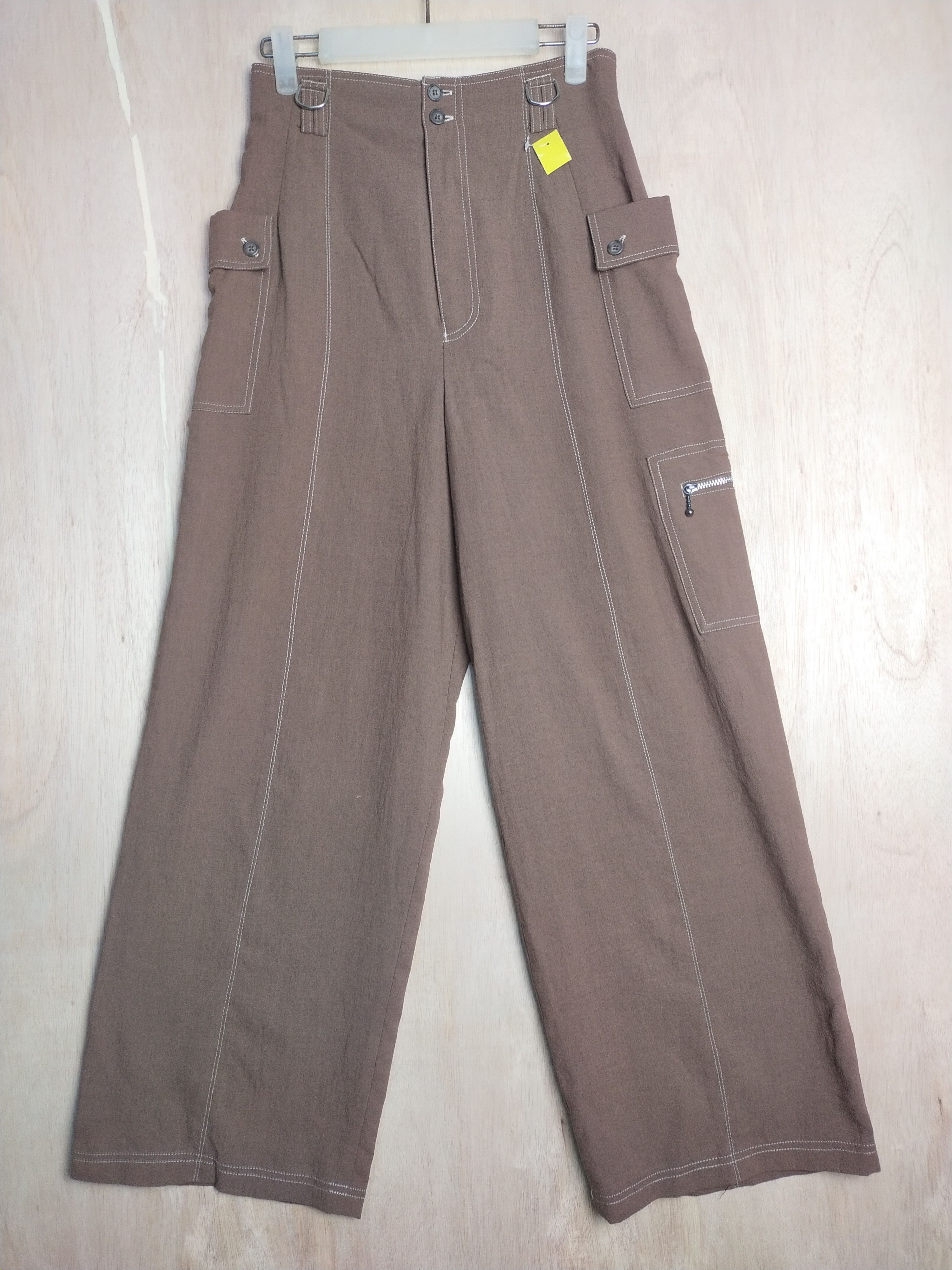 Japanese Brand 405 Brown utility palazo Cargo Pants #2869 Size 26" / US 2 / IT 38 - 1 Thumbnail
