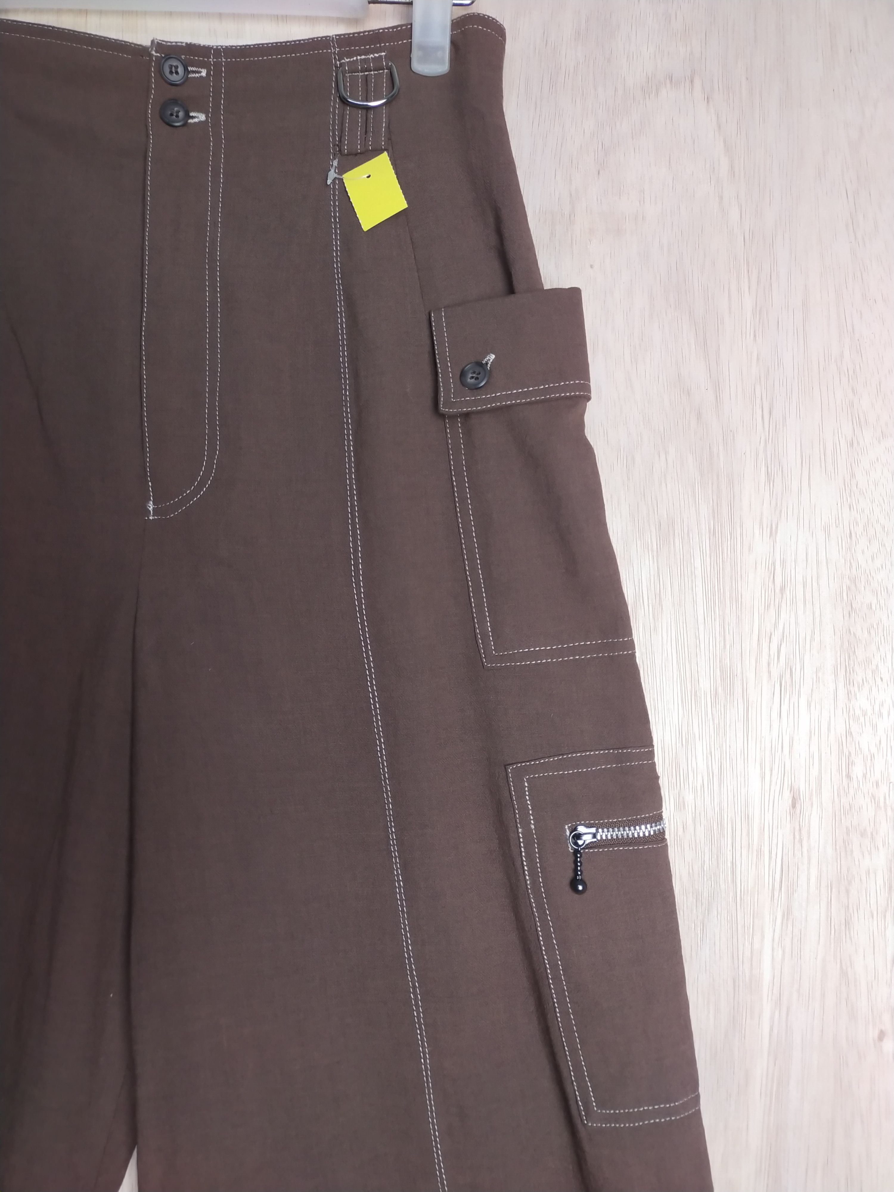 Japanese Brand 405 Brown utility palazo Cargo Pants #2869 Size 26" / US 2 / IT 38 - 5 Thumbnail