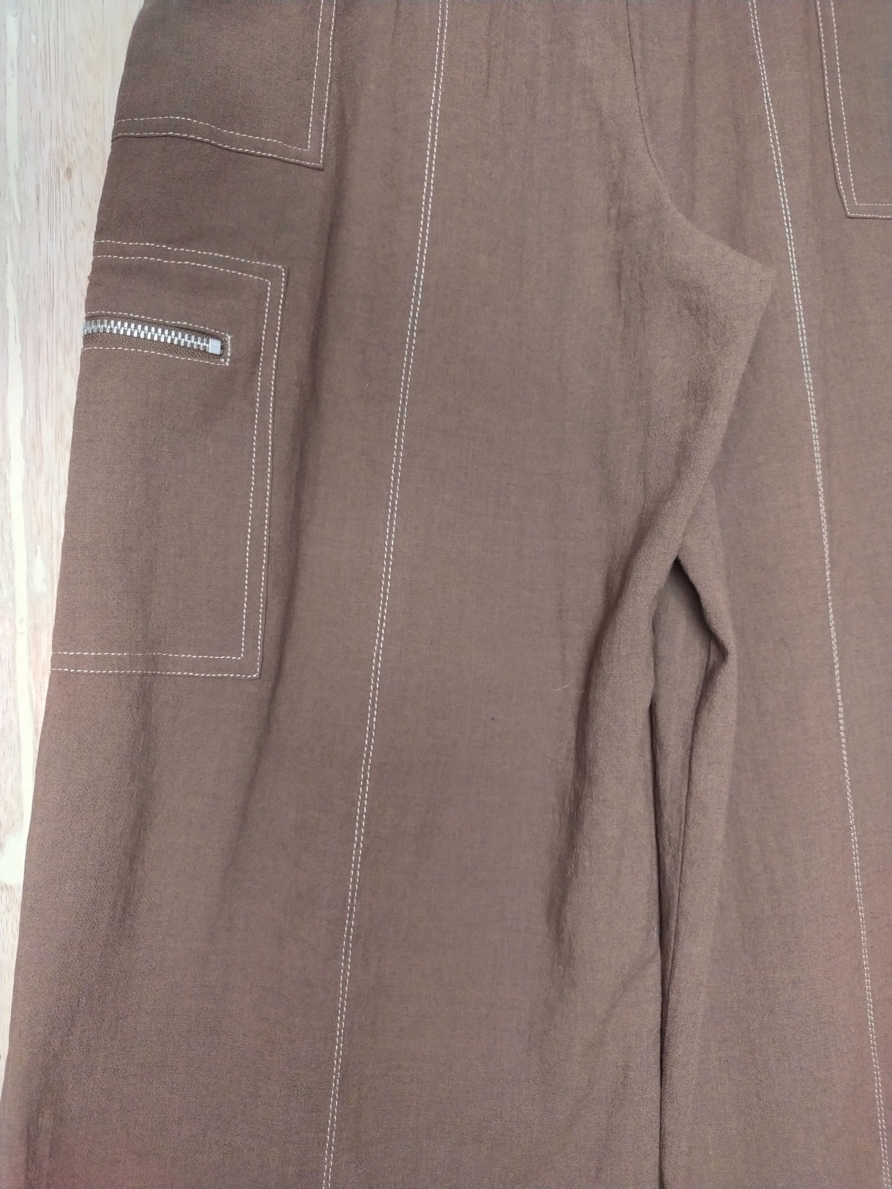 Japanese Brand 405 Brown utility palazo Cargo Pants #2869 Size 26" / US 2 / IT 38 - 14 Thumbnail