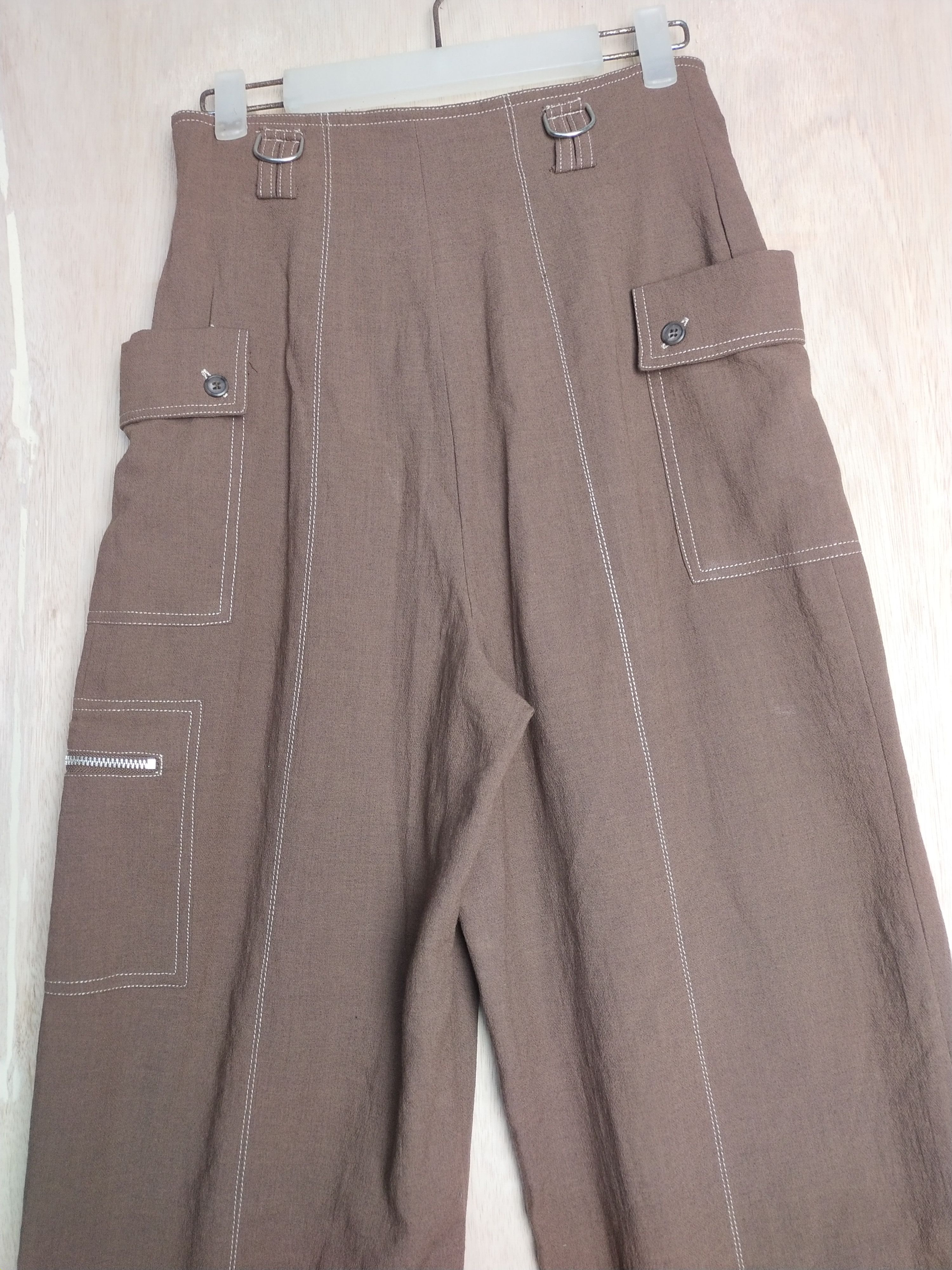 Japanese Brand 405 Brown utility palazo Cargo Pants #2869 Size 26" / US 2 / IT 38 - 10 Thumbnail