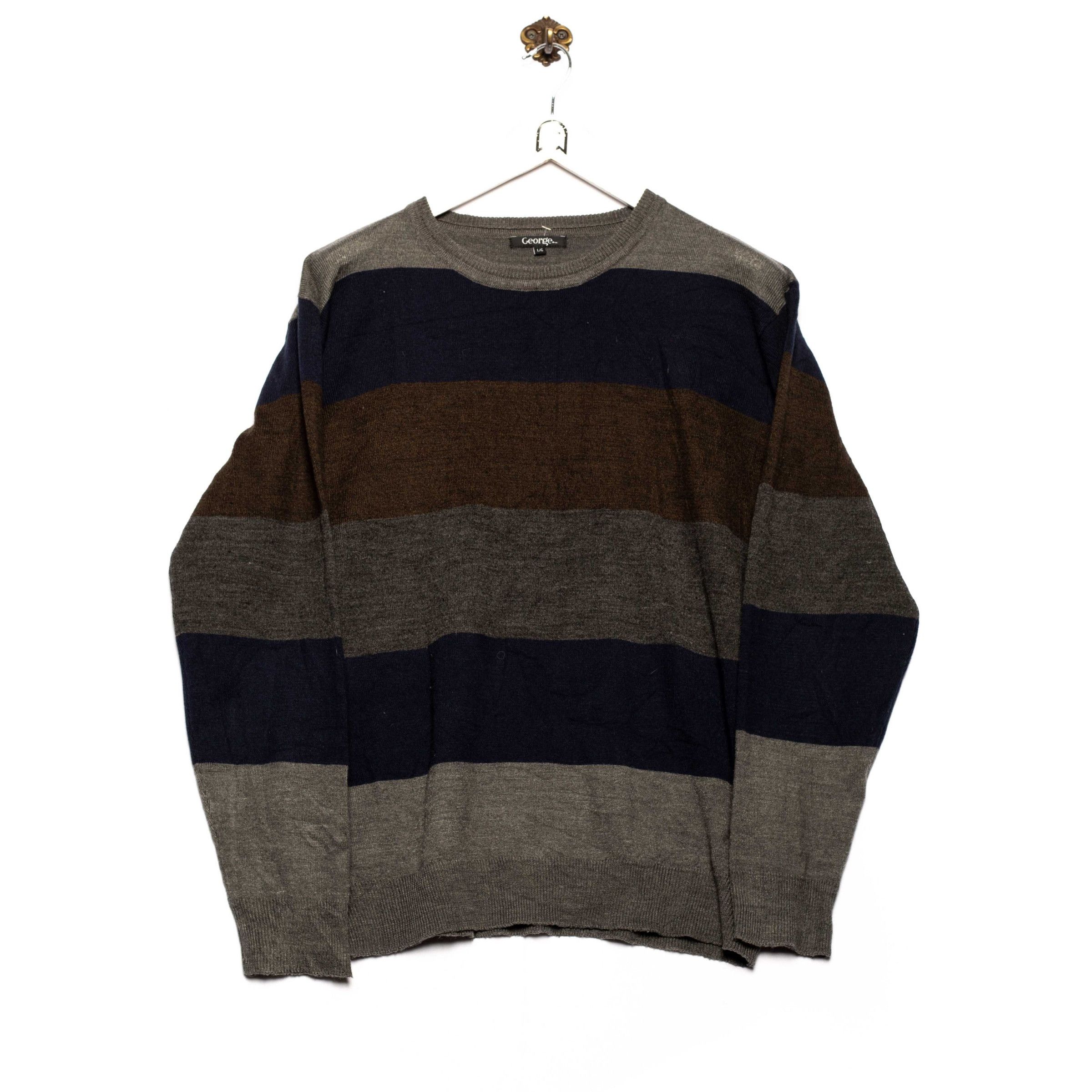 George George Sweater Striped Pattern Grey/Blue/Green | Grailed