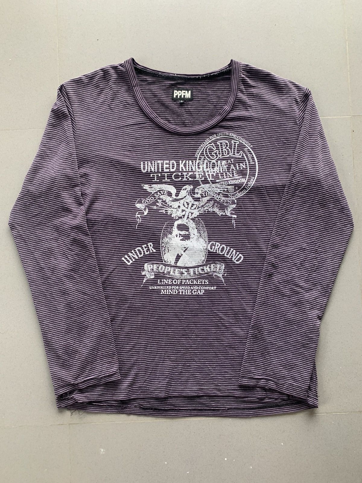 image of Le Grande Bleu L G B x Ppfm Underground Unitedkindom Ticket Longsleeve Stripe in Purple Black (Size