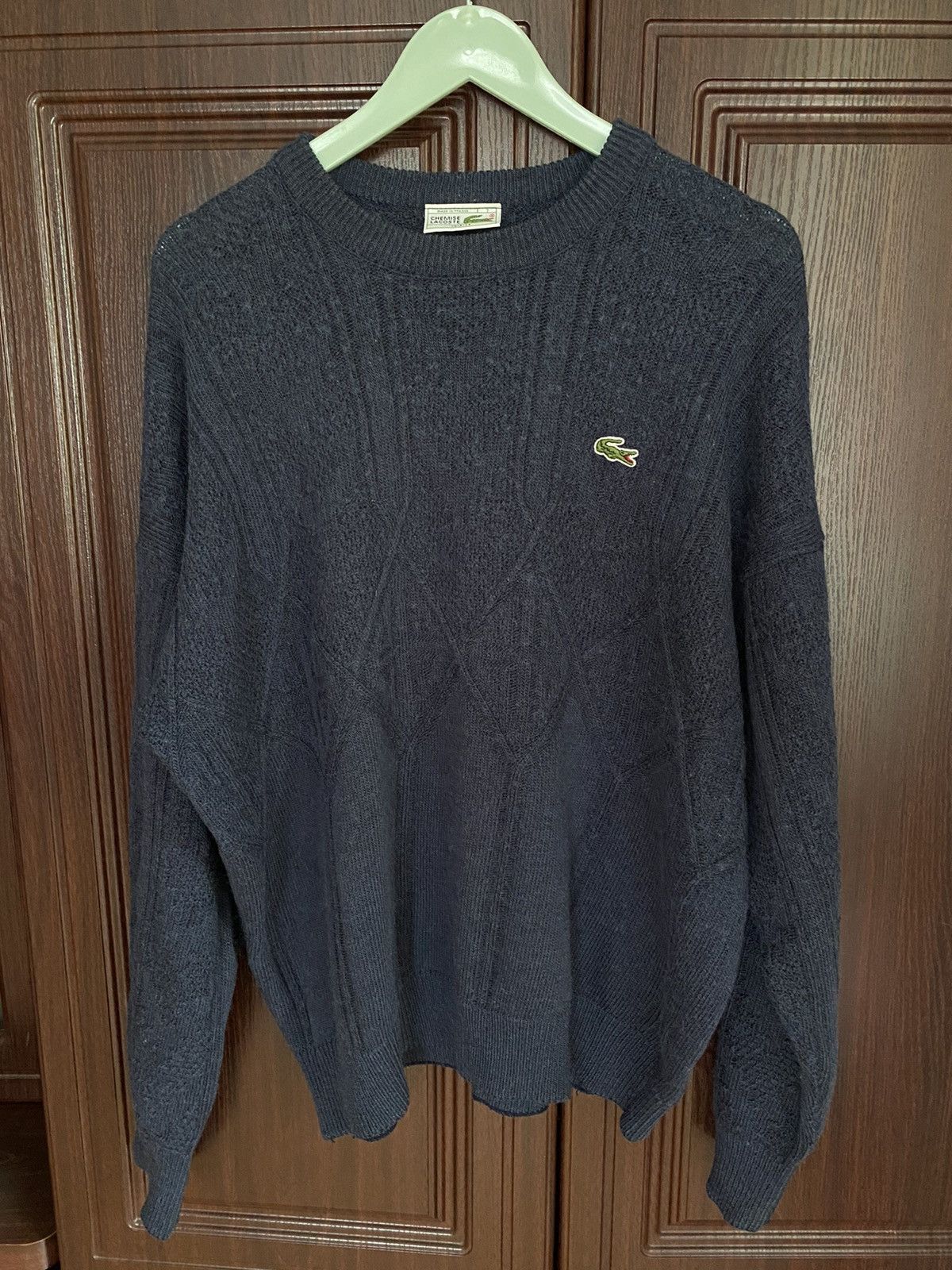 Lacoste Vintage 90s Lacoste Chemise Chunky Knit Wool Sweater Coogi Size US L / EU 52-54 / 3 - 1 Thumbnail