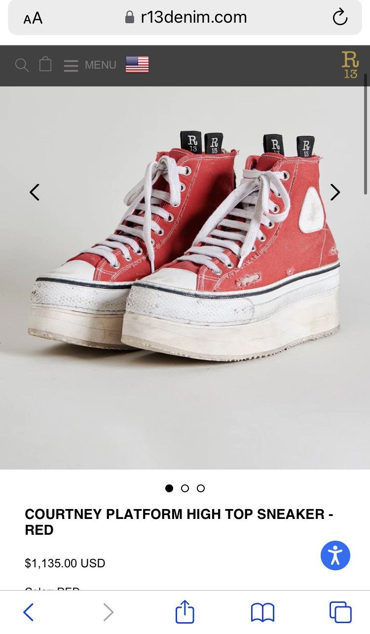R13 Courtney プラットフォーム ハイトップ スニーカー COURTNEY PLATFORM HIGH TOP SNEAKER - ECRU – R13