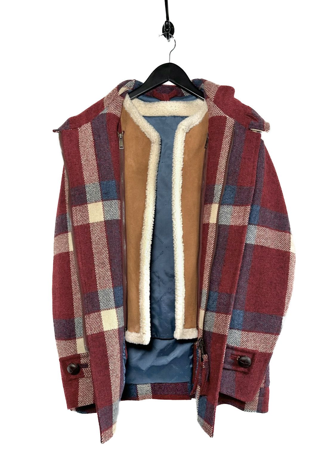 Dsquared2 Dsquared2 Red Checkered Amovible Shearling Duffle Coat Size US S / EU 44-46 / 1 - 4 Thumbnail