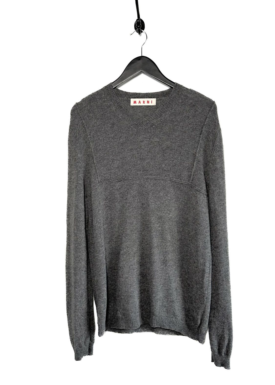 Marni Marni Grey Wool Accented Seams V-neck Sweater Size US L / EU 52-54 / 3 - 1 Thumbnail