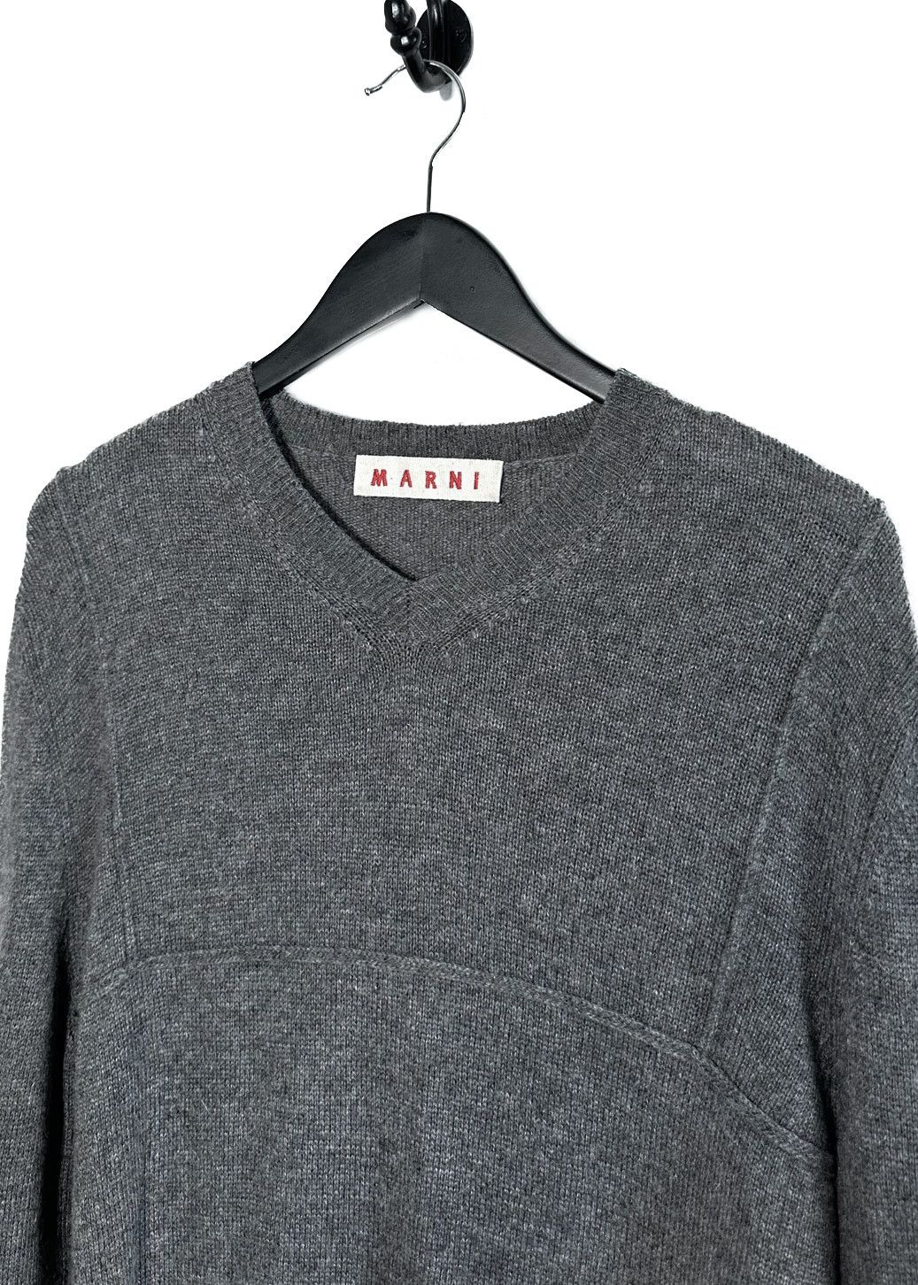 Marni Marni Grey Wool Accented Seams V-neck Sweater Size US L / EU 52-54 / 3 - 2 Thumbnail