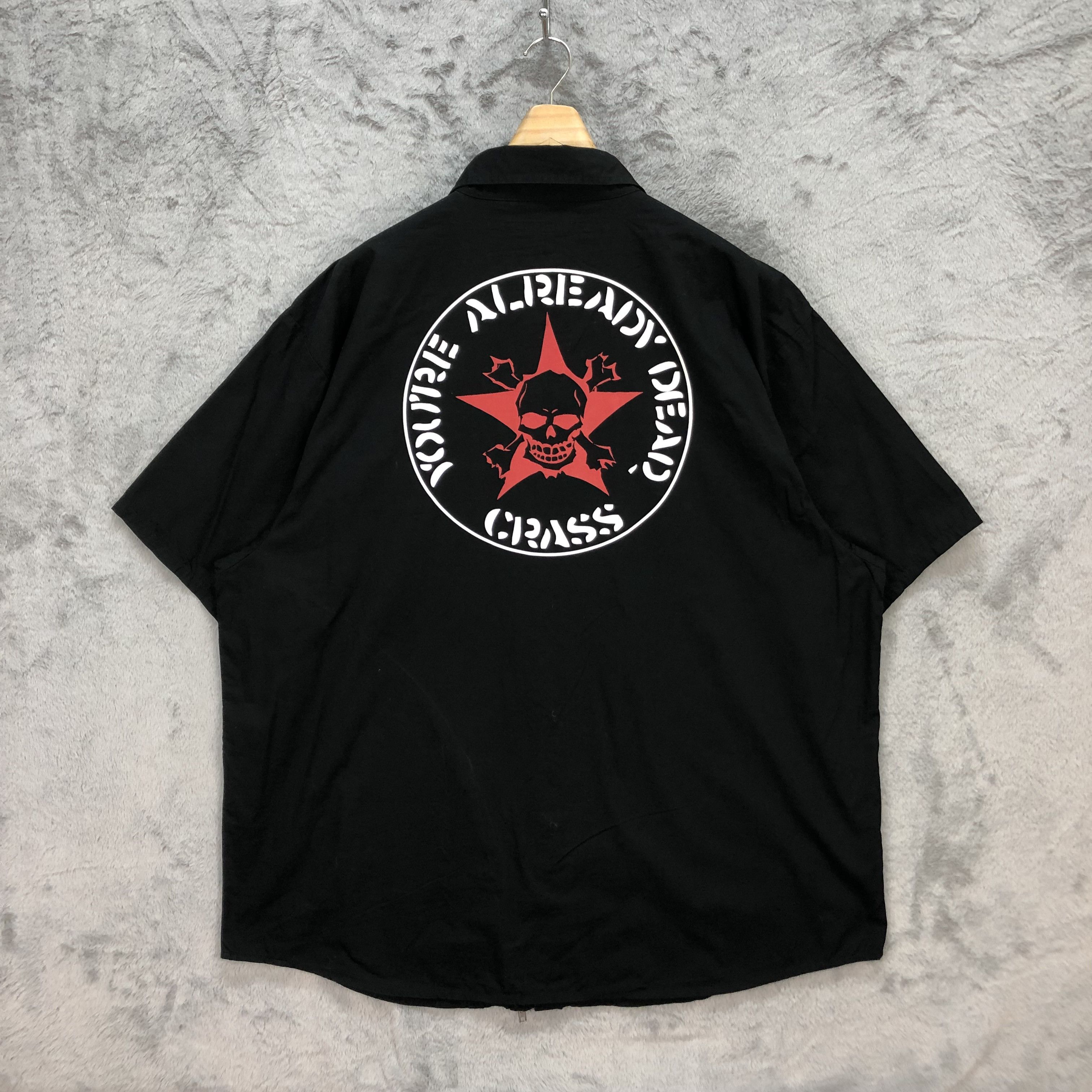 Band Tees CRASS - YOU'RE ALREADY DEAD BUTTON & ZIPPER SHIRT #5622-194 Size US XXL / EU 58 / 5 - 1 Thumbnail
