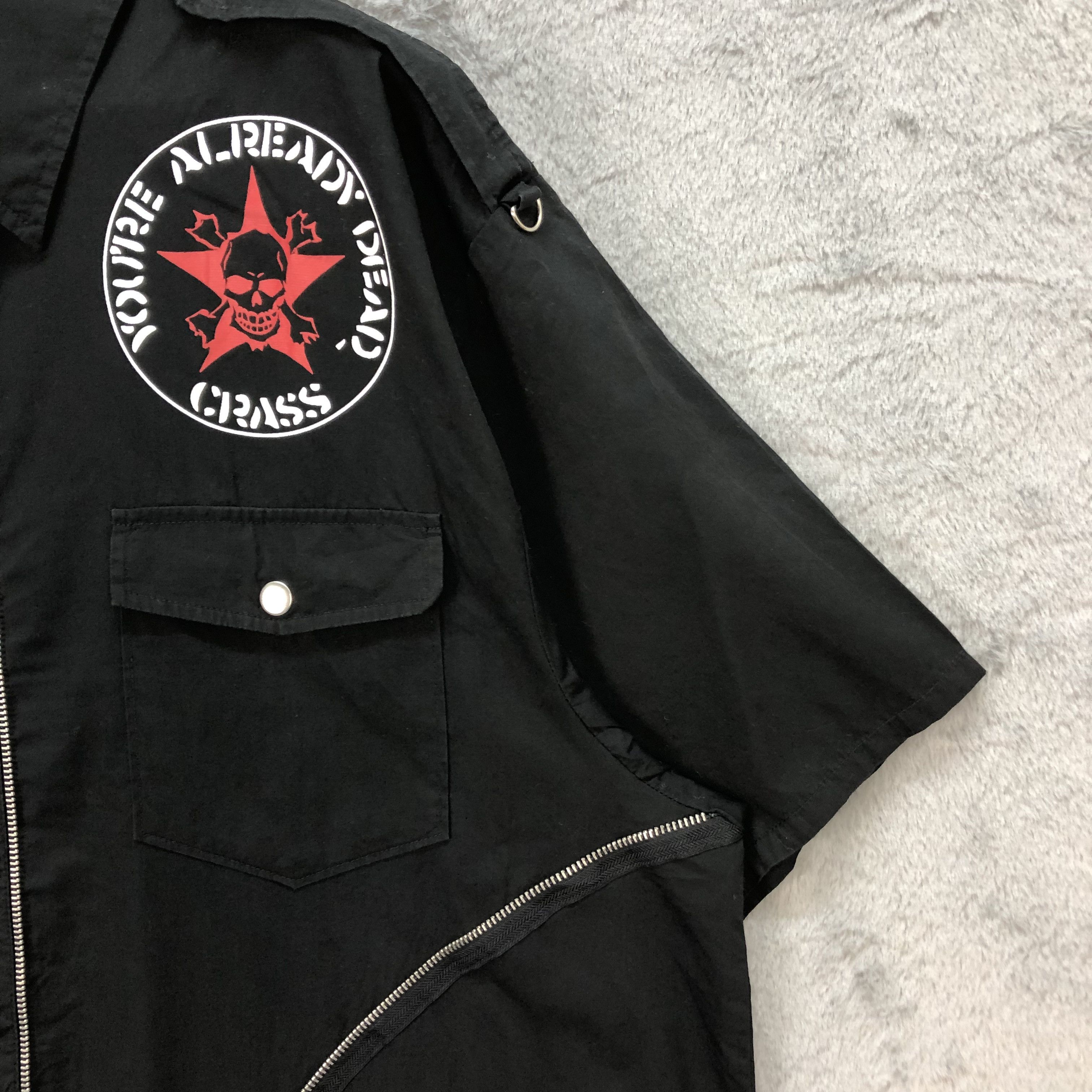Band Tees CRASS - YOU'RE ALREADY DEAD BUTTON & ZIPPER SHIRT #5622-194 Size US XXL / EU 58 / 5 - 8 Thumbnail