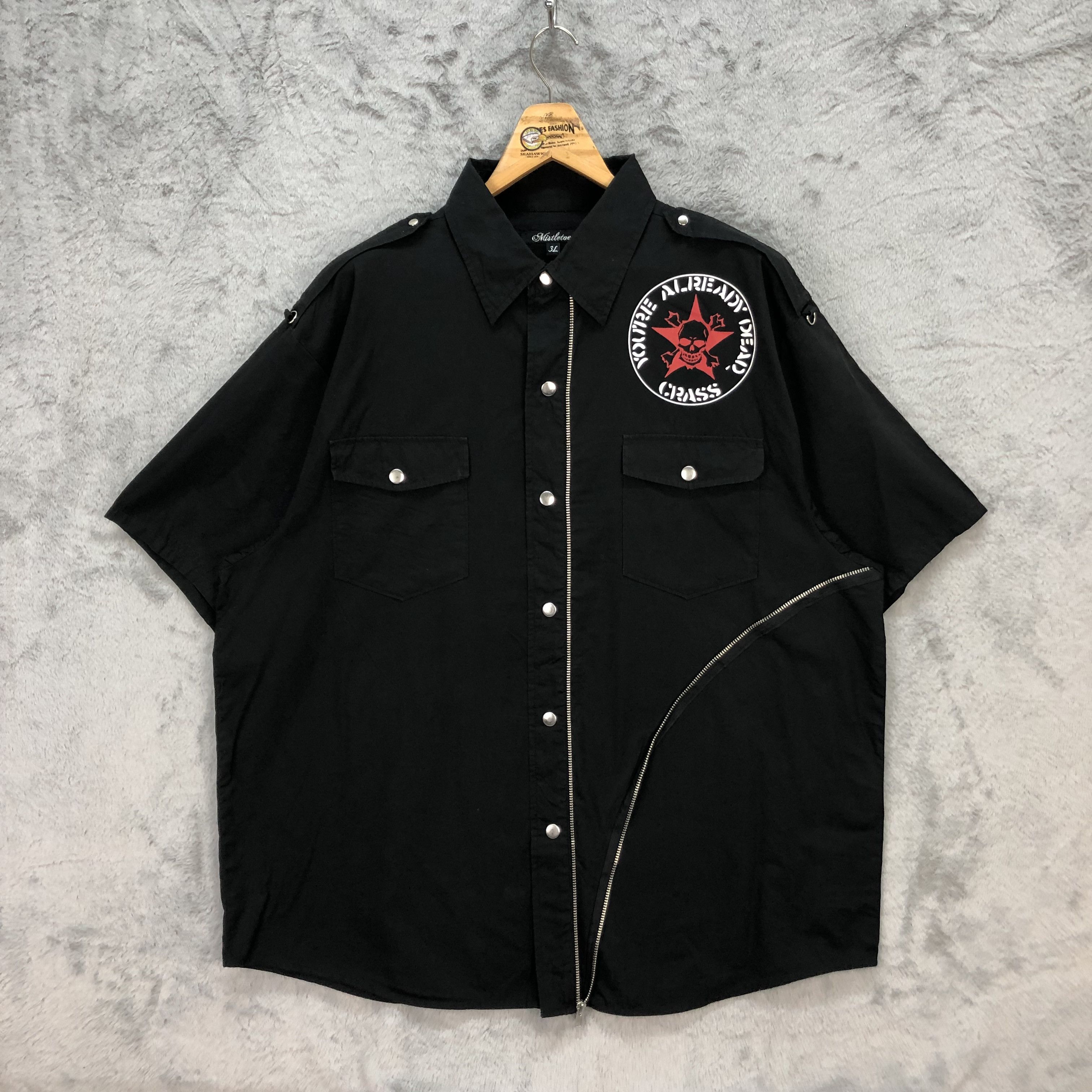 Band Tees CRASS - YOU'RE ALREADY DEAD BUTTON & ZIPPER SHIRT #5622-194 Size US XXL / EU 58 / 5 - 3 Thumbnail