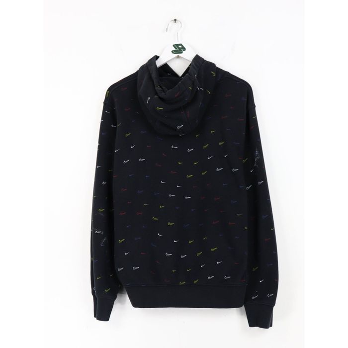 Nike All-over swoosh print hoodie in black