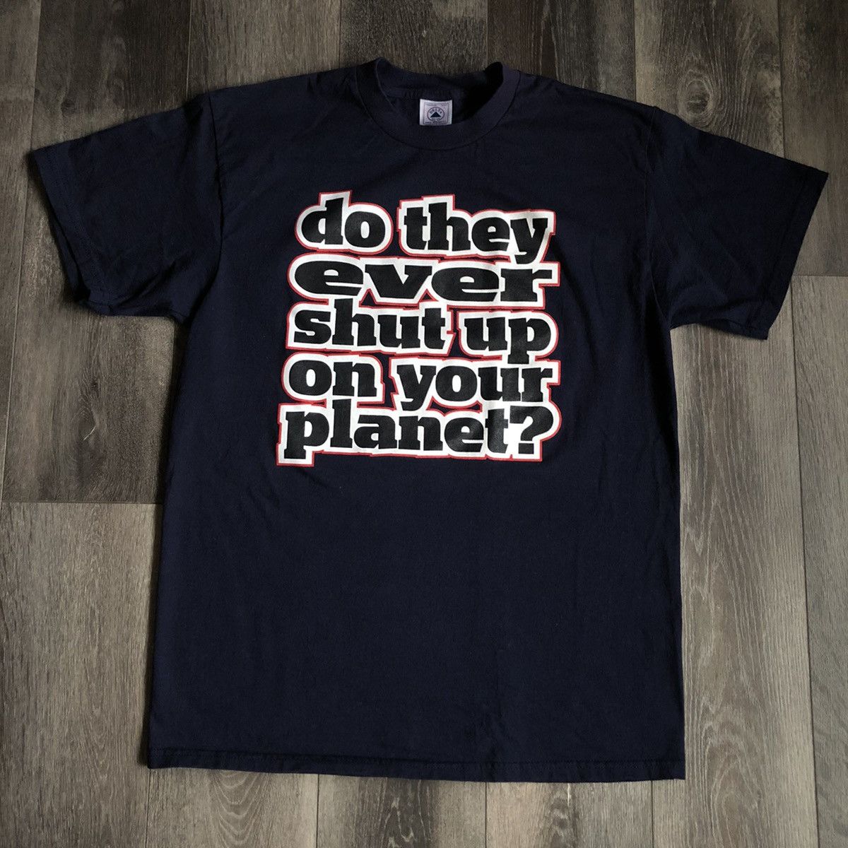 Vintage Vintage 1990s Do They Ever Shut Up on Your Planet Parody Tee Size US L / EU 52-54 / 3 - 1 Thumbnail