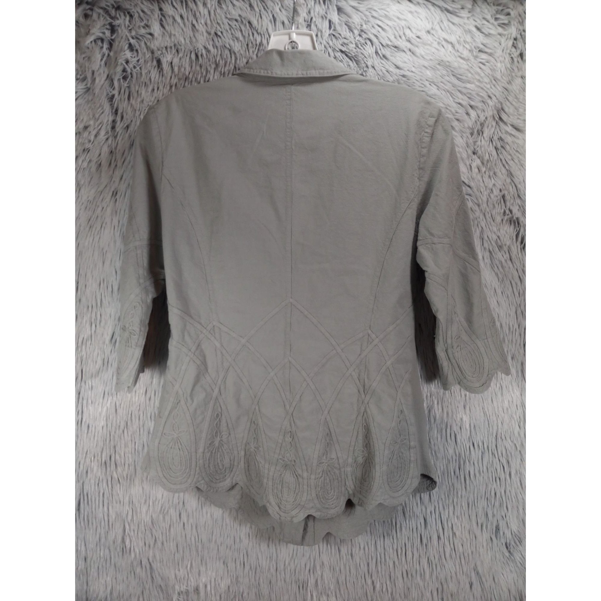 Softs Soft Surroundings Blouse Womans XS Gray Collared Embroidered Size XS / US 0-2 / IT 36-38 - 2 Preview