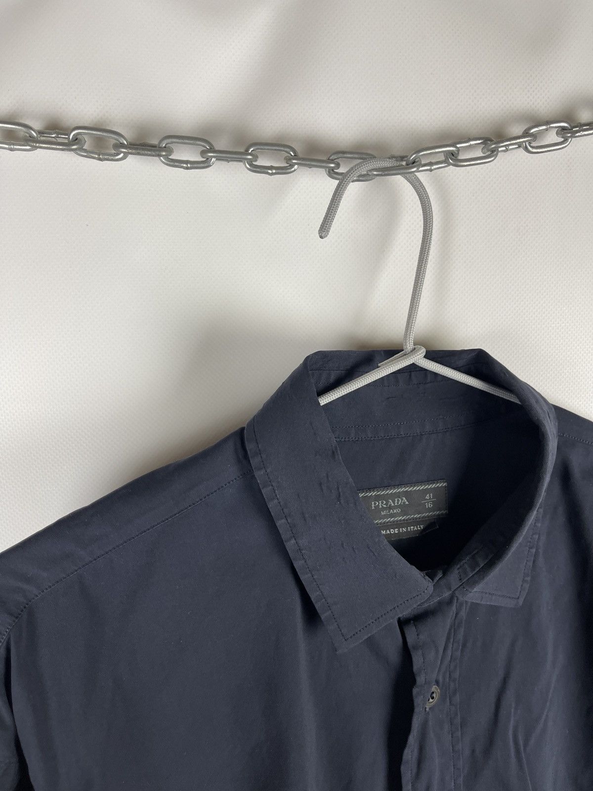 Prada Prada made in Italy navy cotton shirt size 41 16 Size US L / EU 52-54 / 3 - 10 Thumbnail