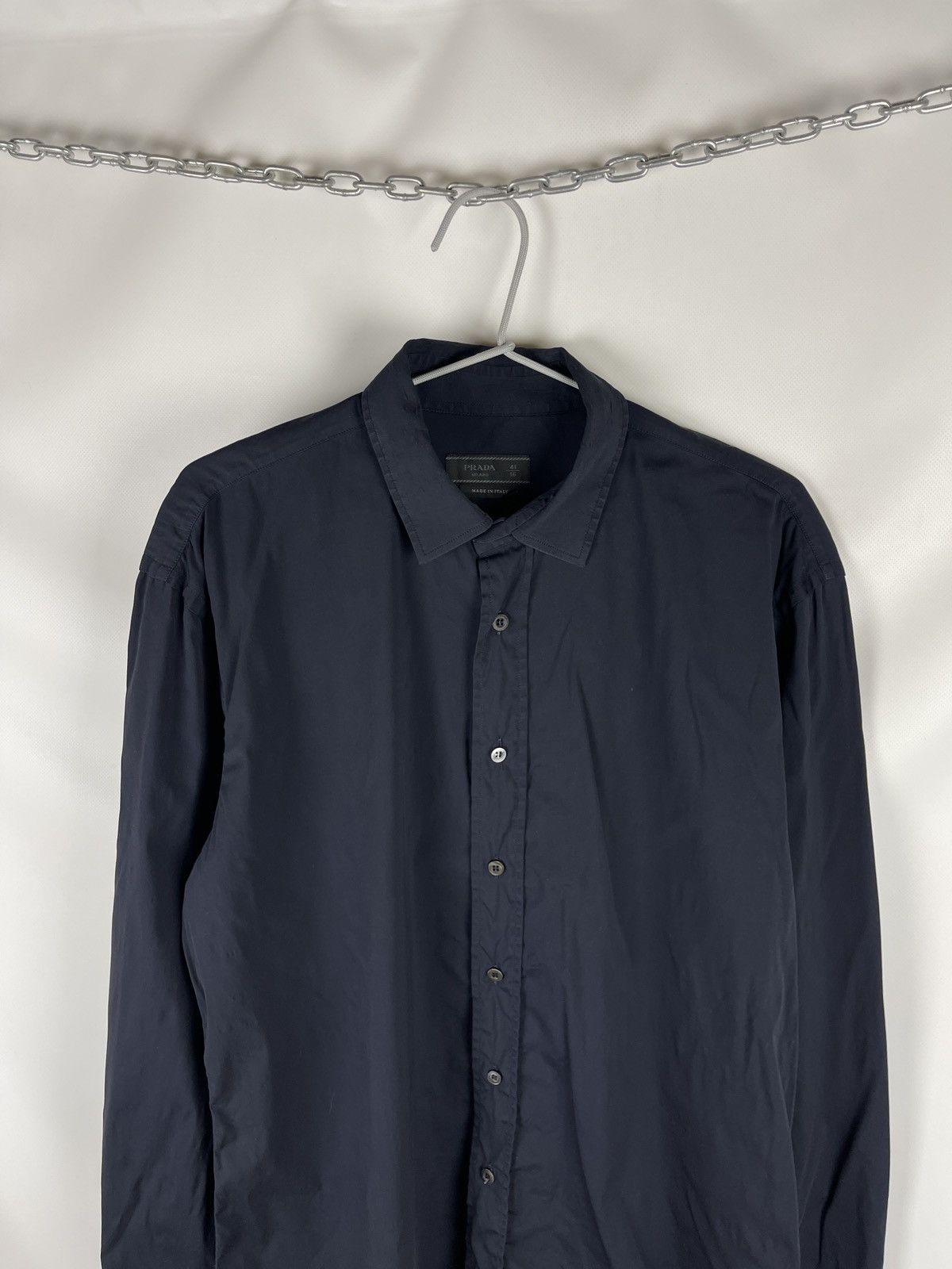 Prada Prada made in Italy navy cotton shirt size 41 16 Size US L / EU 52-54 / 3 - 7 Thumbnail