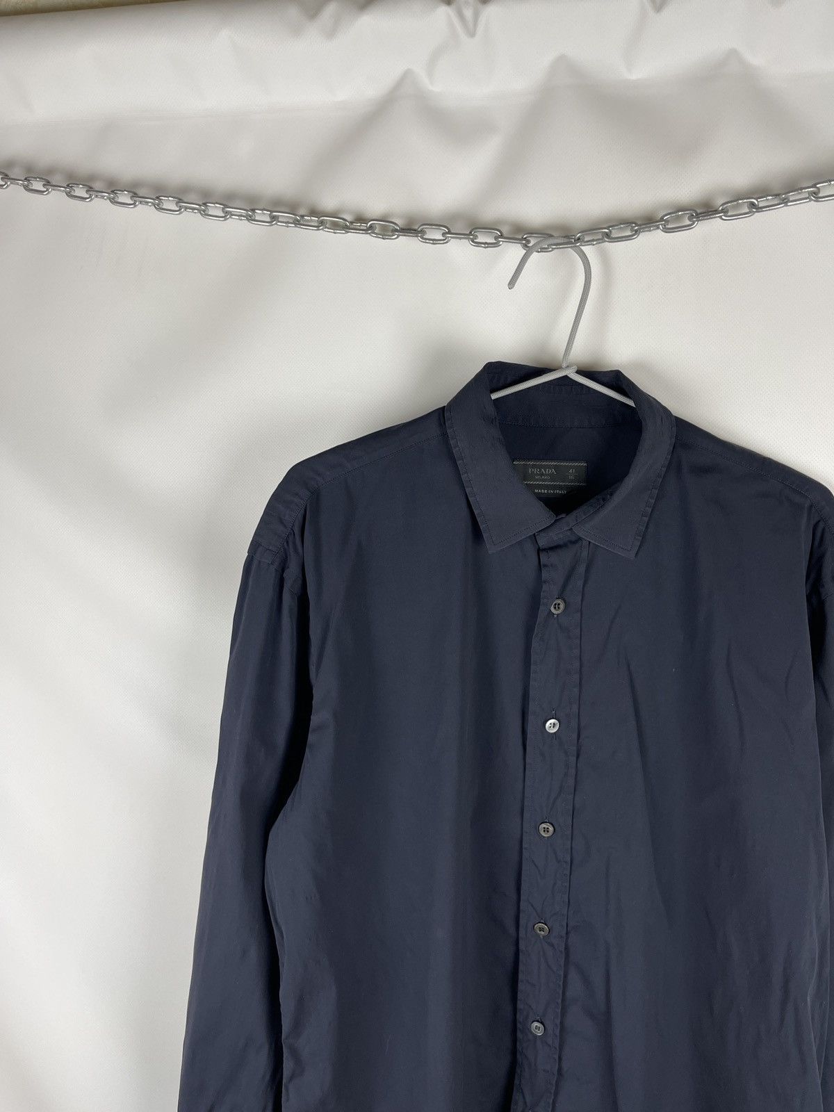 Prada Prada made in Italy navy cotton shirt size 41 16 Size US L / EU 52-54 / 3 - 3 Thumbnail