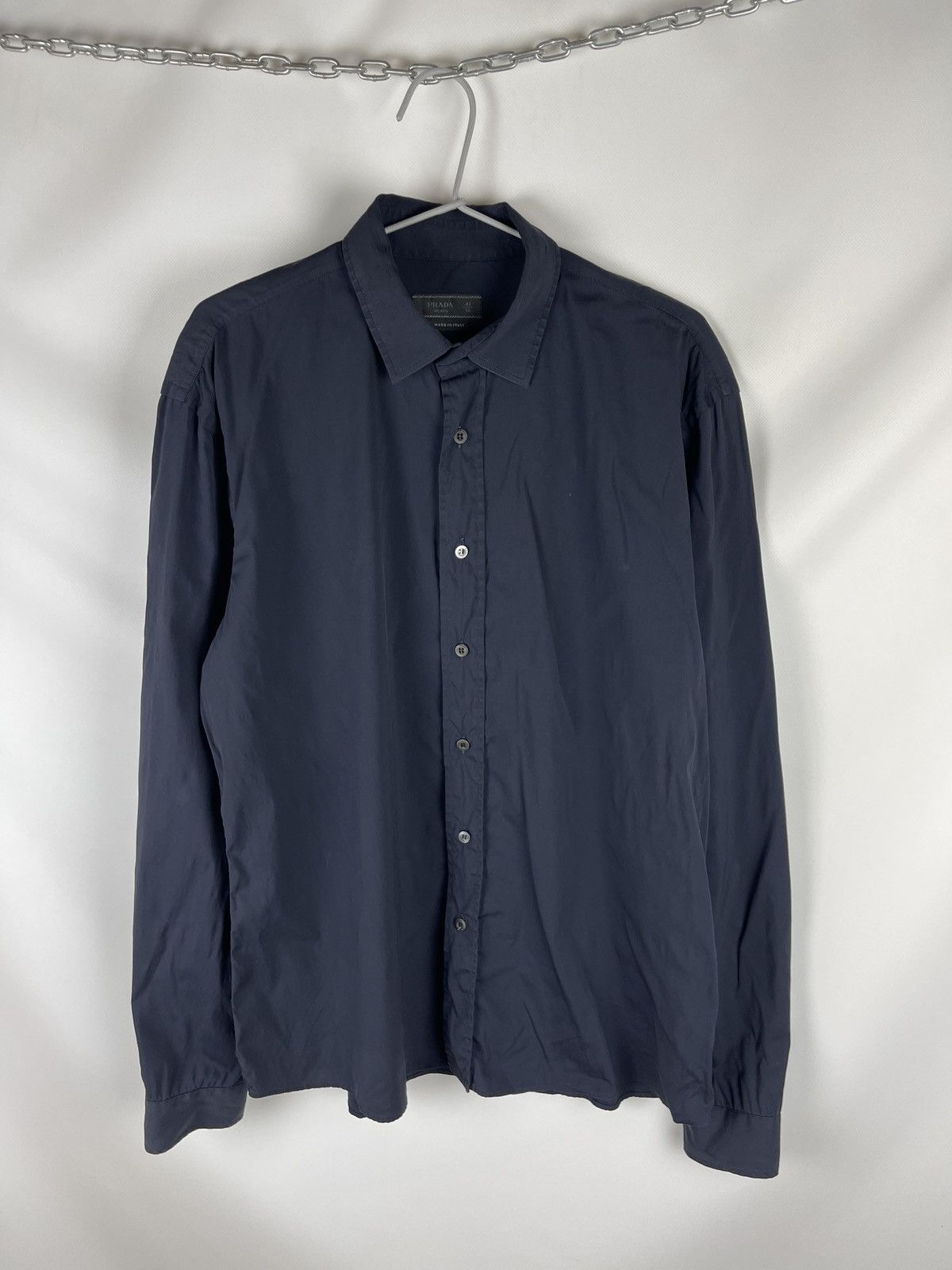 Prada Prada made in Italy navy cotton shirt size 41 16 Size US L / EU 52-54 / 3 - 2 Thumbnail