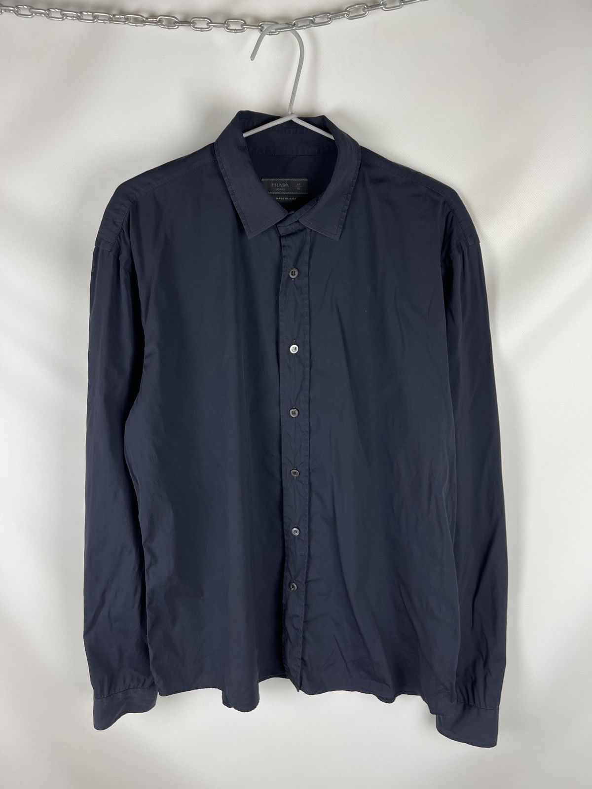 Prada Prada made in Italy navy cotton shirt size 41 16 Size US L / EU 52-54 / 3 - 1 Thumbnail
